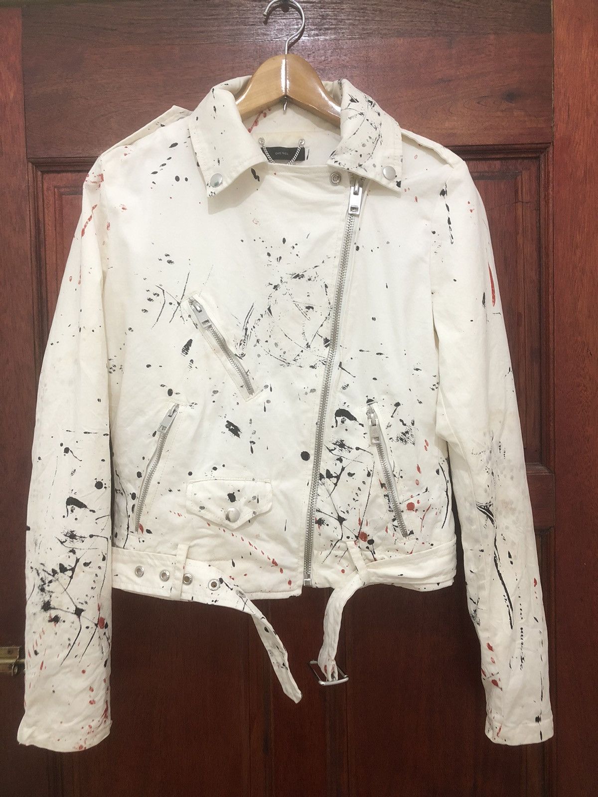 Diesel Rare 🔥 Diesel G-Lupus Splattered Biker Jacket Size US S / EU 44-46 / 1 - 1 Thumbnail