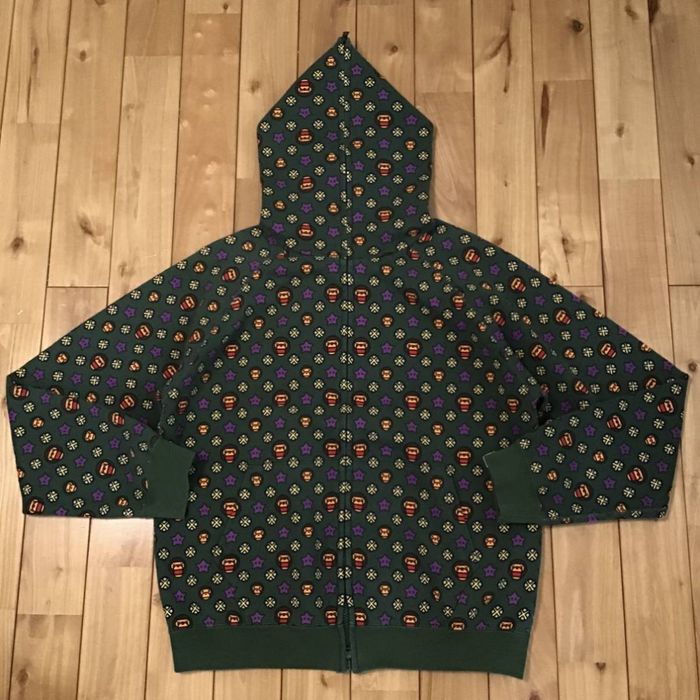 Bape BAPE kaws Milo Monogram Full Zip Hoodie Dark Green Grailed