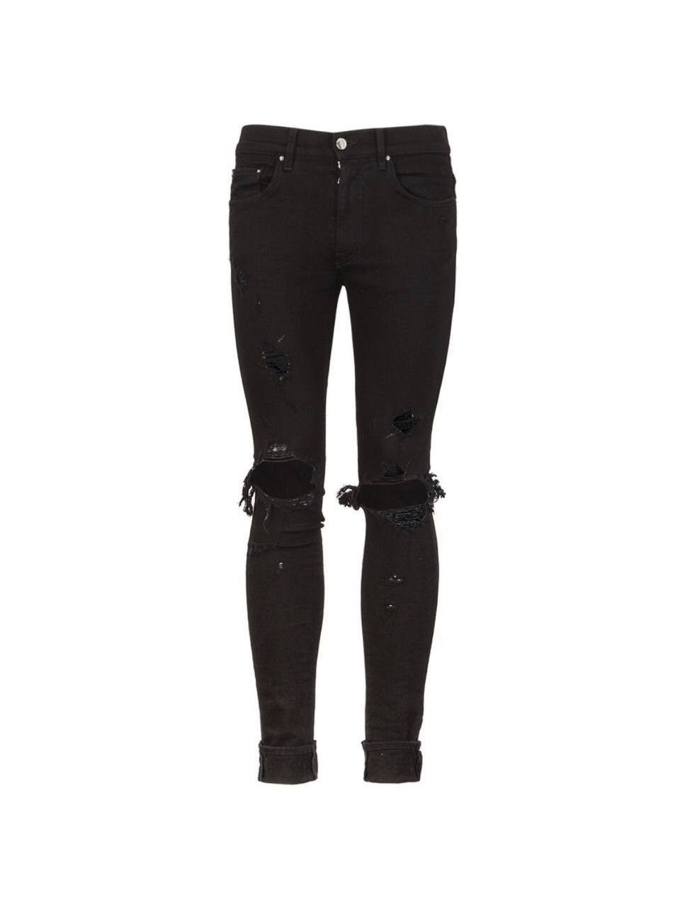 image of Amiri Cracked Distressed Black Denim, Men's (Size 30)