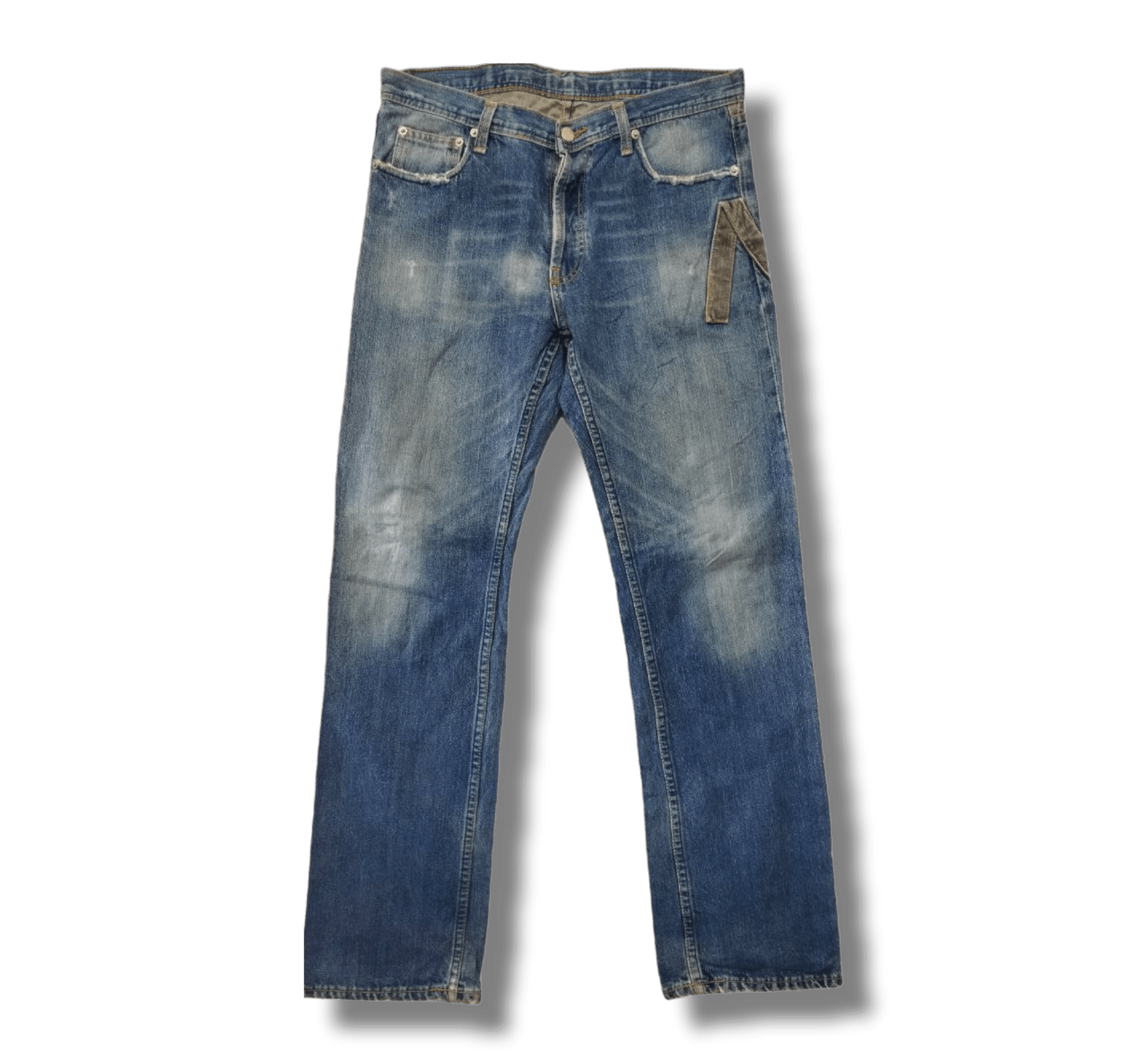 image of Distressed Denim Best Offerjapanese Check Mate Distressed Jeans in Blue Distressed, Men's (Size 34)
