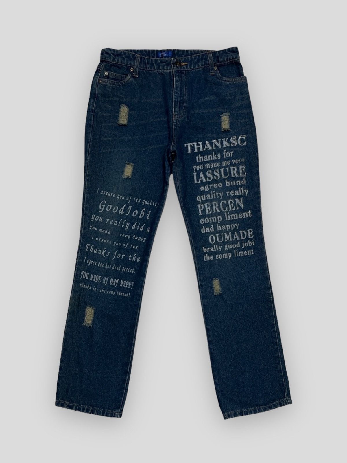image of Beauty Beast x Vintage Send Offer Japan Lady Blue Poem Thank For Compliment Denim, Men's (Size 30)