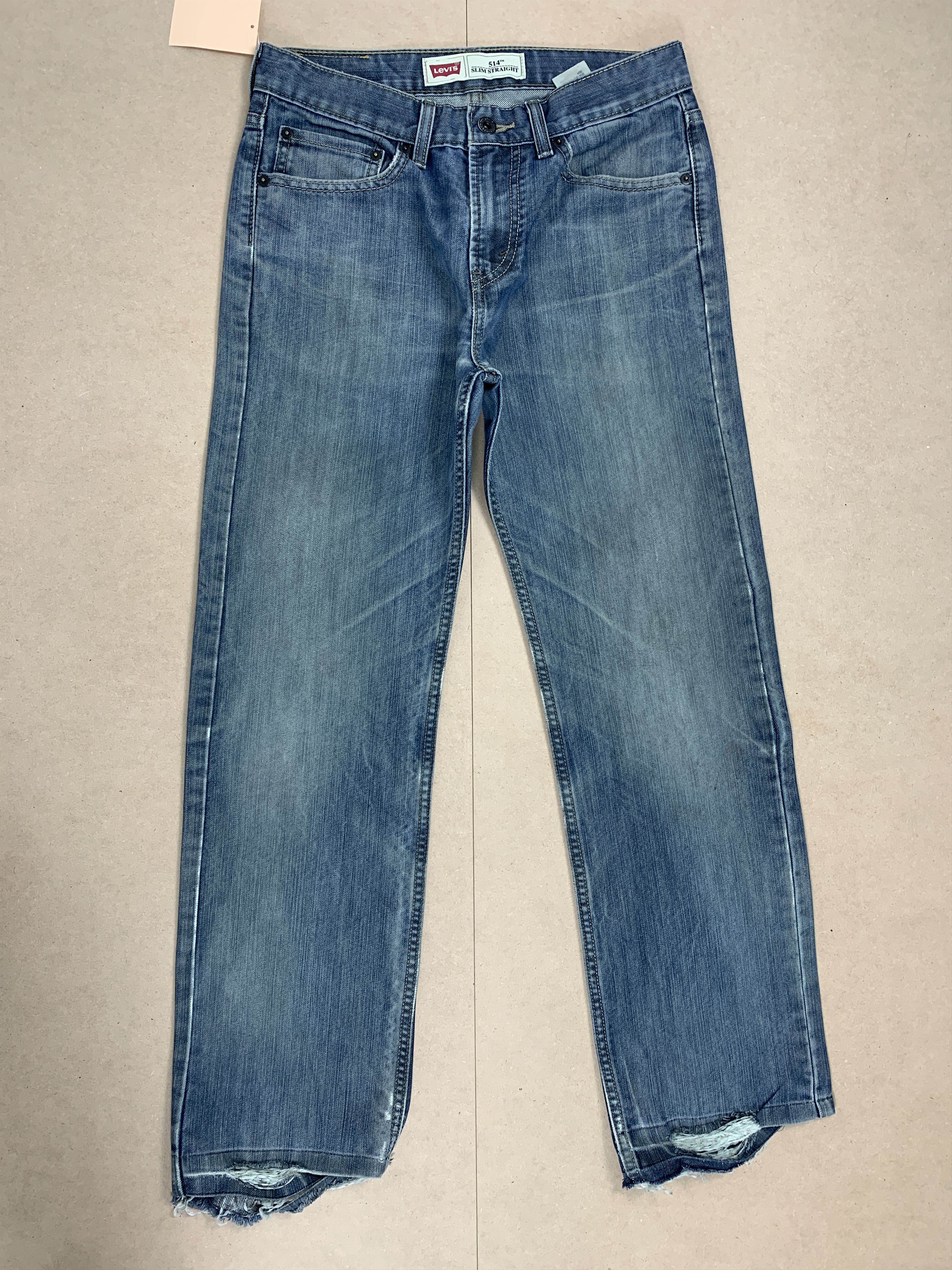 image of Distressed Denim x Levis Vintage Levis 514 Striaght Cut Distressed Mid Wash Jeans in Midwash (Size 