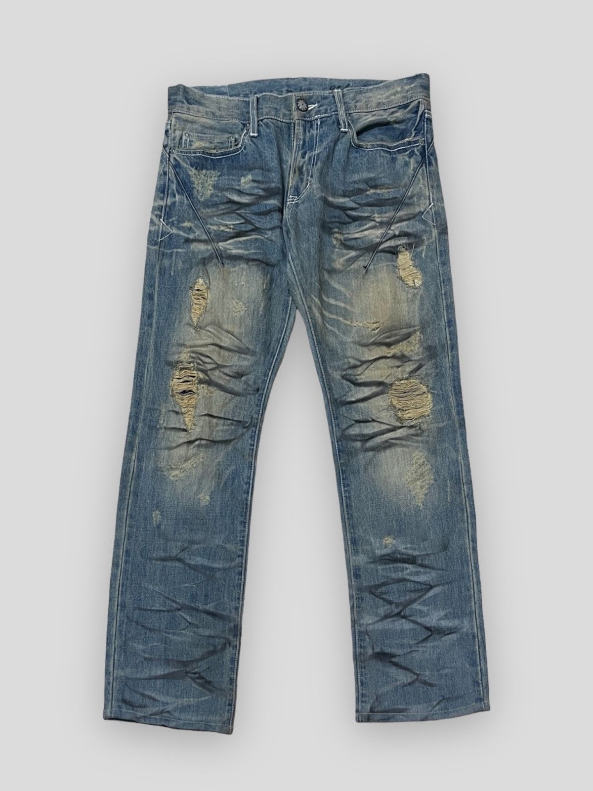 image of Vintage Send Offer Jpn Urban Craft Blue Dirt Wash Distressed Denim, Men's (Size 33)