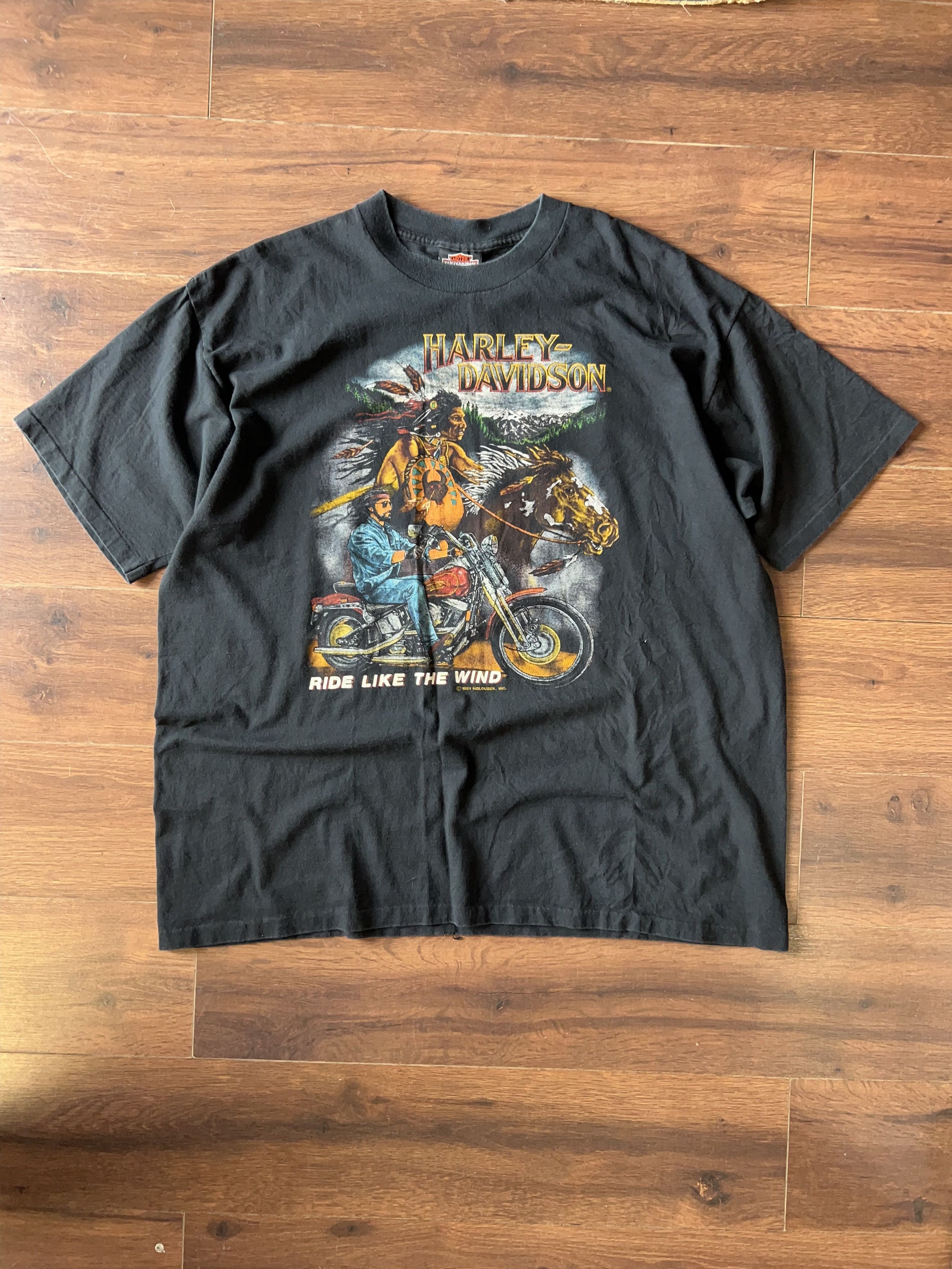 Vintage Harley Davidson Ride Like The Wind Tee