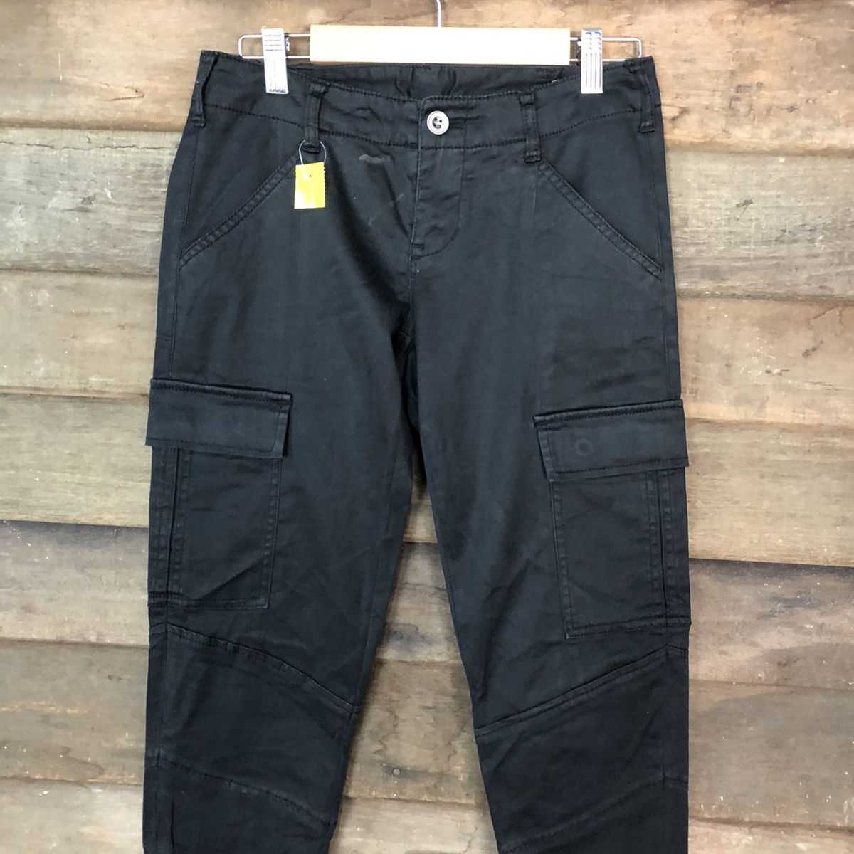 Japanese Brand Ofuon muti pocket bottom zipper cargo Black Pants #3779 Size US 28 / EU 44 - 2 Thumbnail