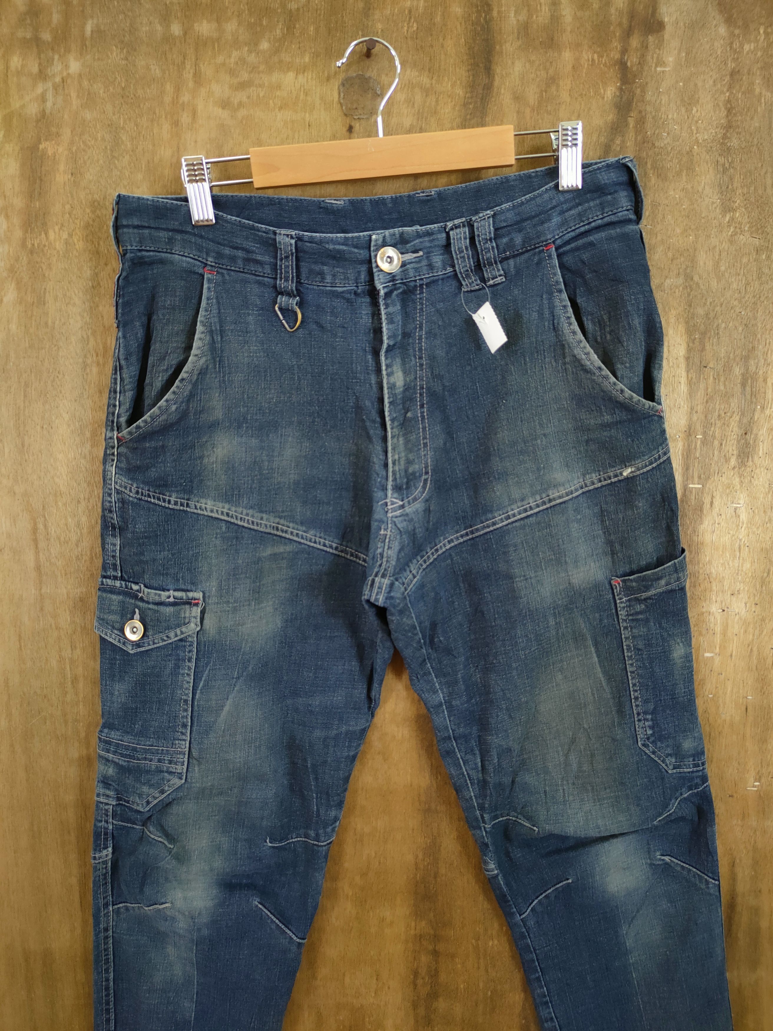 Japanese Brand Japan jogger distressed denim multipocket cargo #46-876 Size US 31 - 4 Thumbnail
