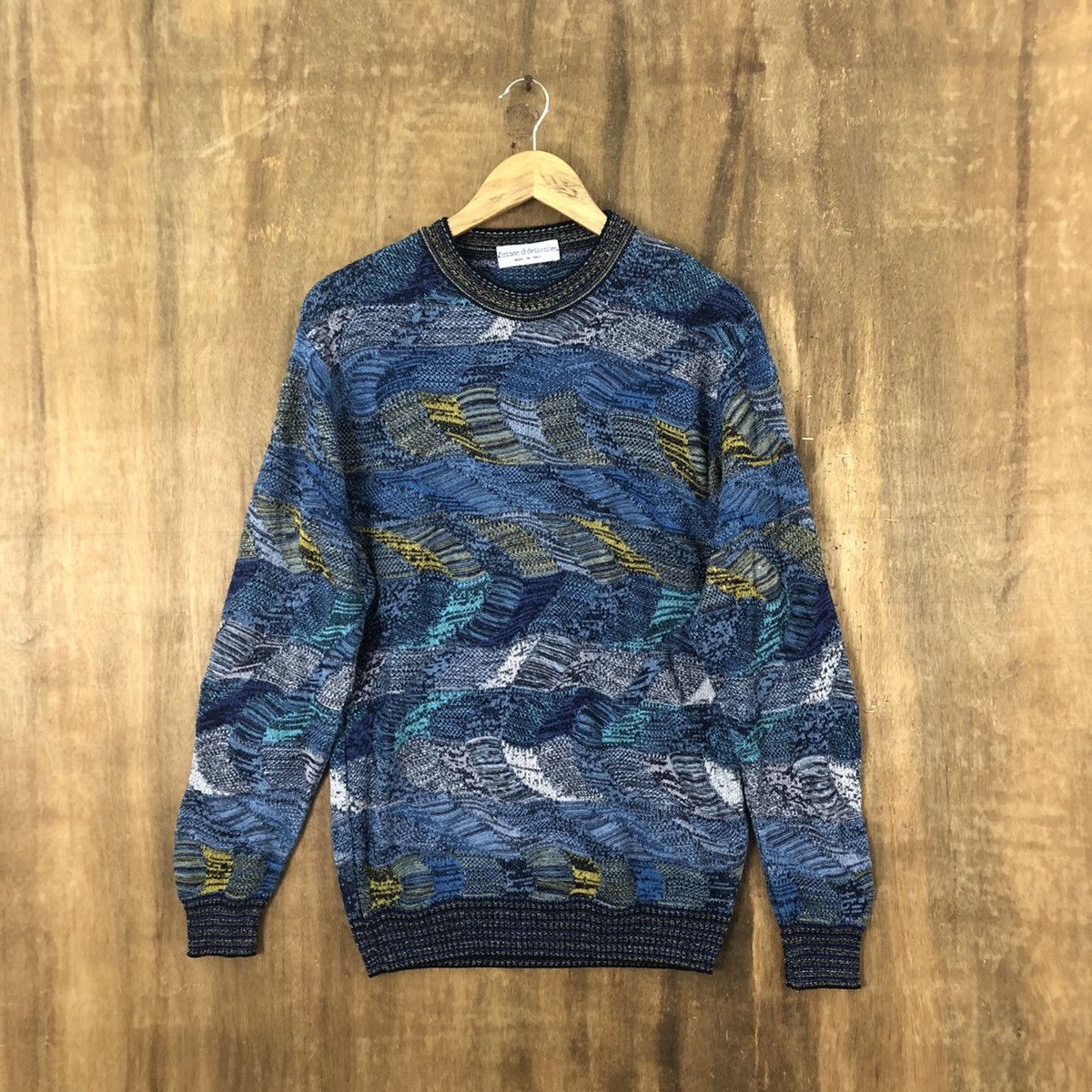image of Aran Isles Knitwear x Coloured Cable Knit Sweater Fantasie Di Settembre Blue Cardigan Knitwear Vint
