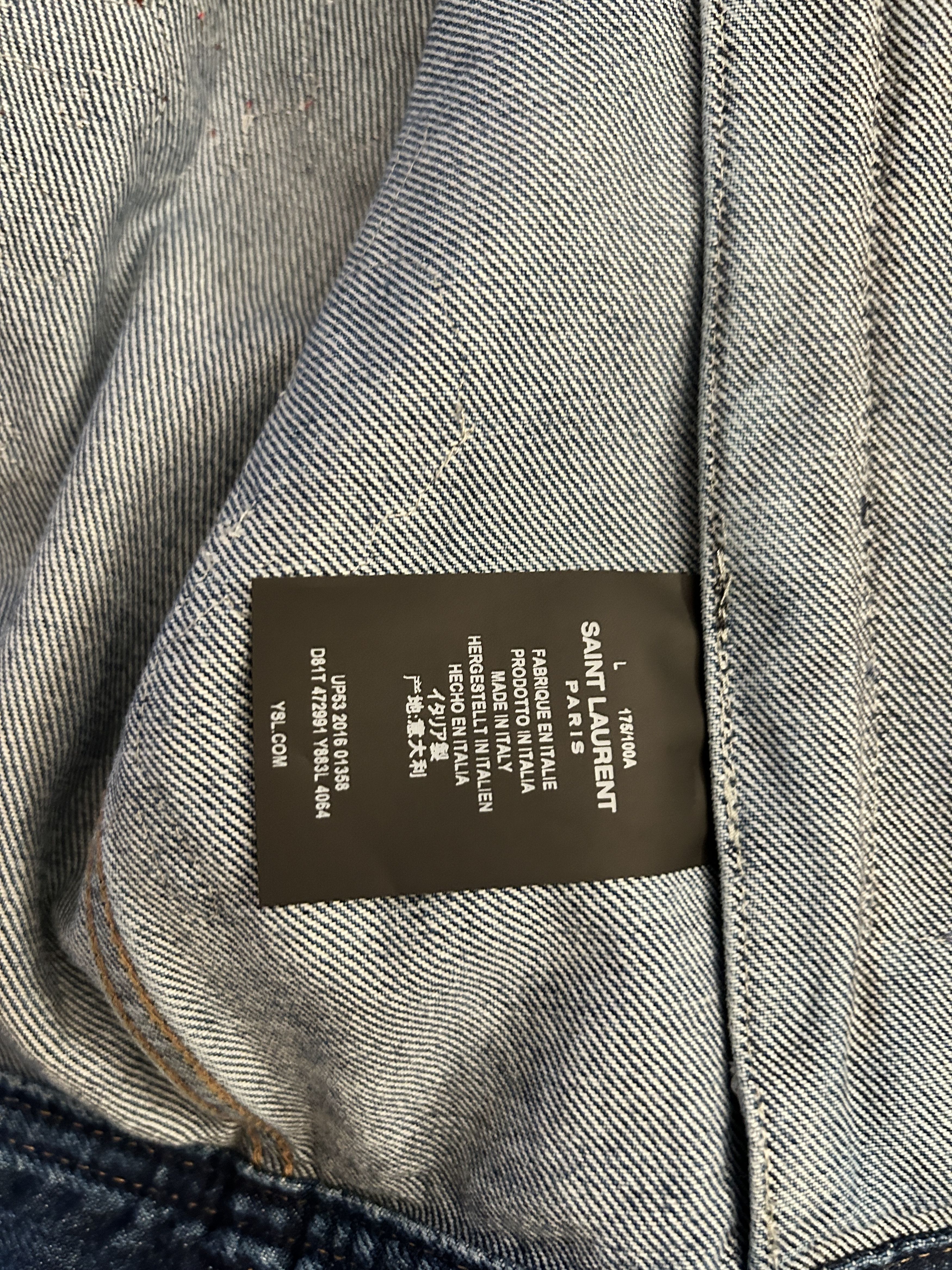 Hedi Slimane × Saint Laurent Paris embroidered love denim jacket blue Jean Size US L / EU 52-54 / 3 - 6 Thumbnail