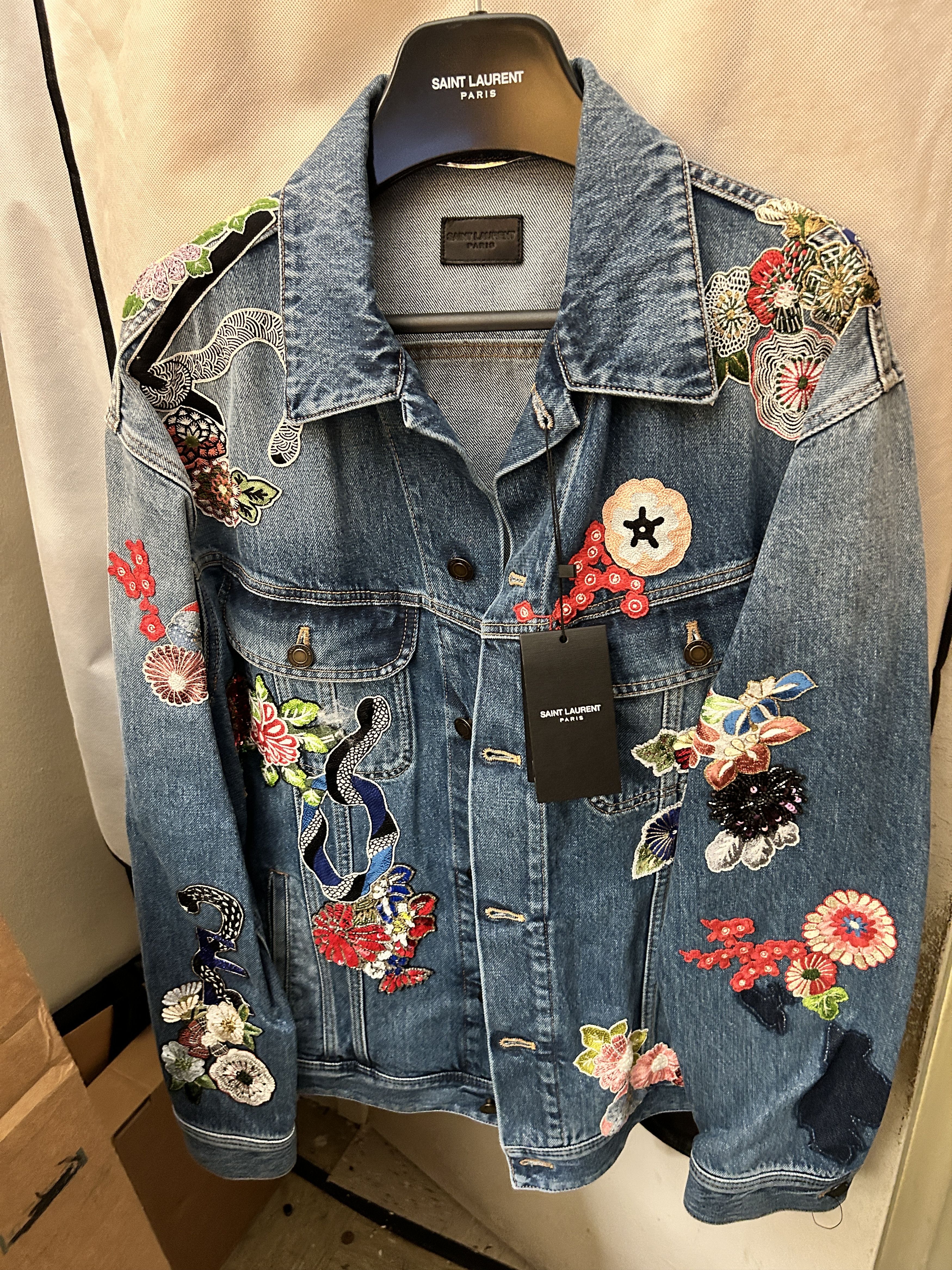 Hedi Slimane × Saint Laurent Paris embroidered love denim jacket blue Jean Size US L / EU 52-54 / 3 - 2 Thumbnail