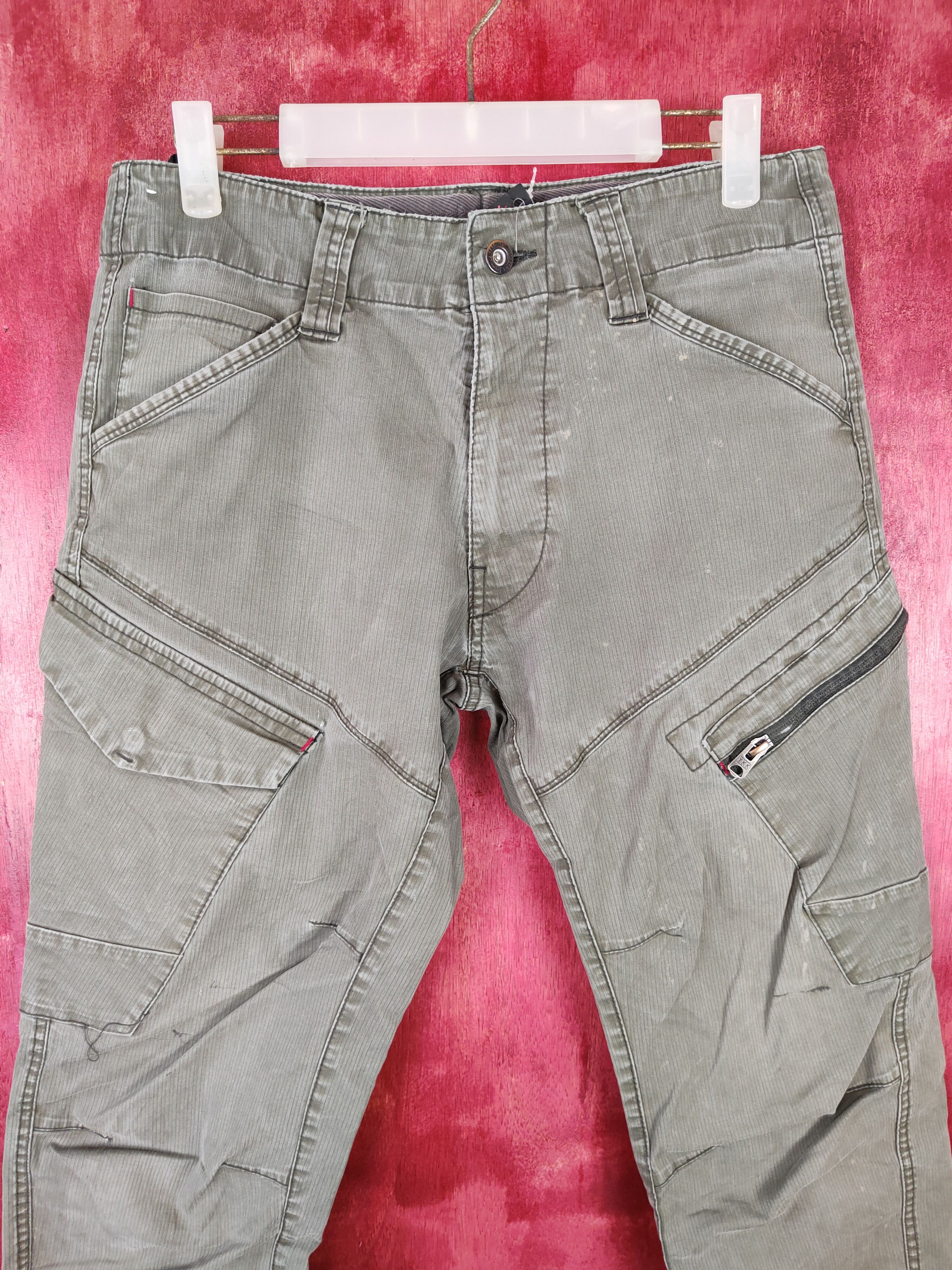 Japanese Brand Genba Dark Green Multi Pocket Tactical Cargo Pants #4858 Size US 30 / EU 46 - 2 Thumbnail
