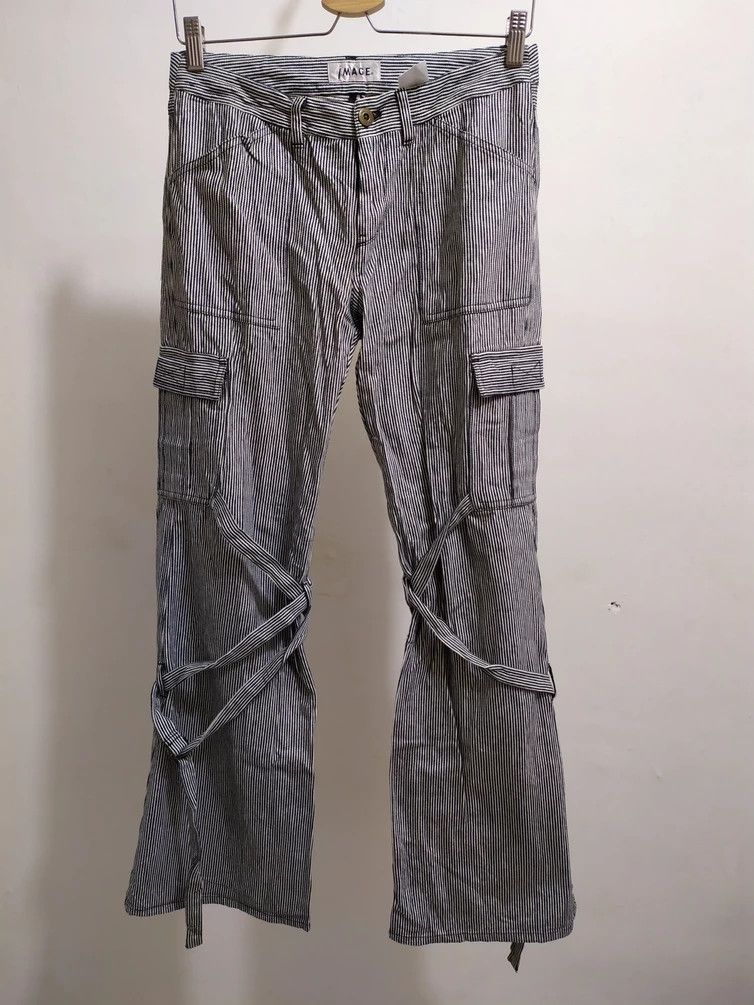 Japanese Brand × Seditionaries 🔥IMAGE Punk Bondage Punk Stripe Cargo Bootcut Pants Size US 28 / EU 44 - 1 Thumbnail