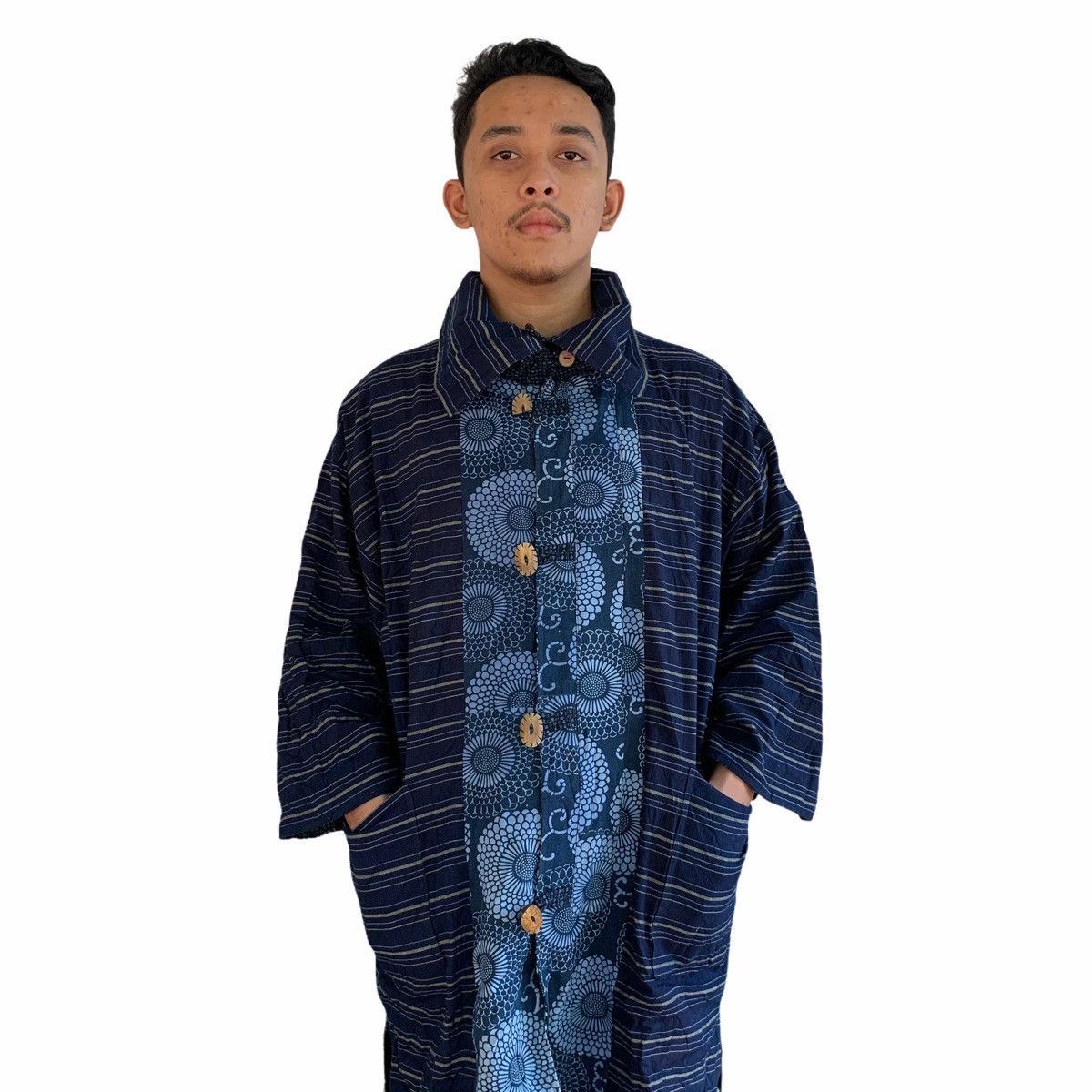 Japanese Brand Japan Indigo Kimono Styled Reversible Long Jacket Size US L / EU 52-54 / 3 - 9 Thumbnail