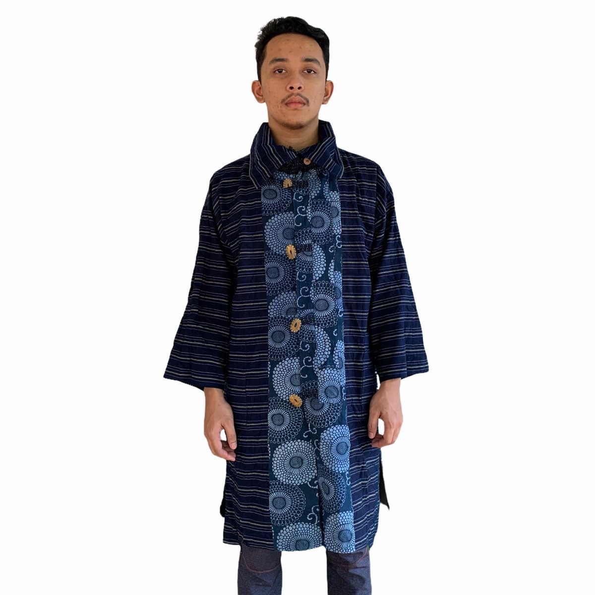 Japanese Brand Japan Indigo Kimono Styled Reversible Long Jacket Size US L / EU 52-54 / 3 - 7 Thumbnail