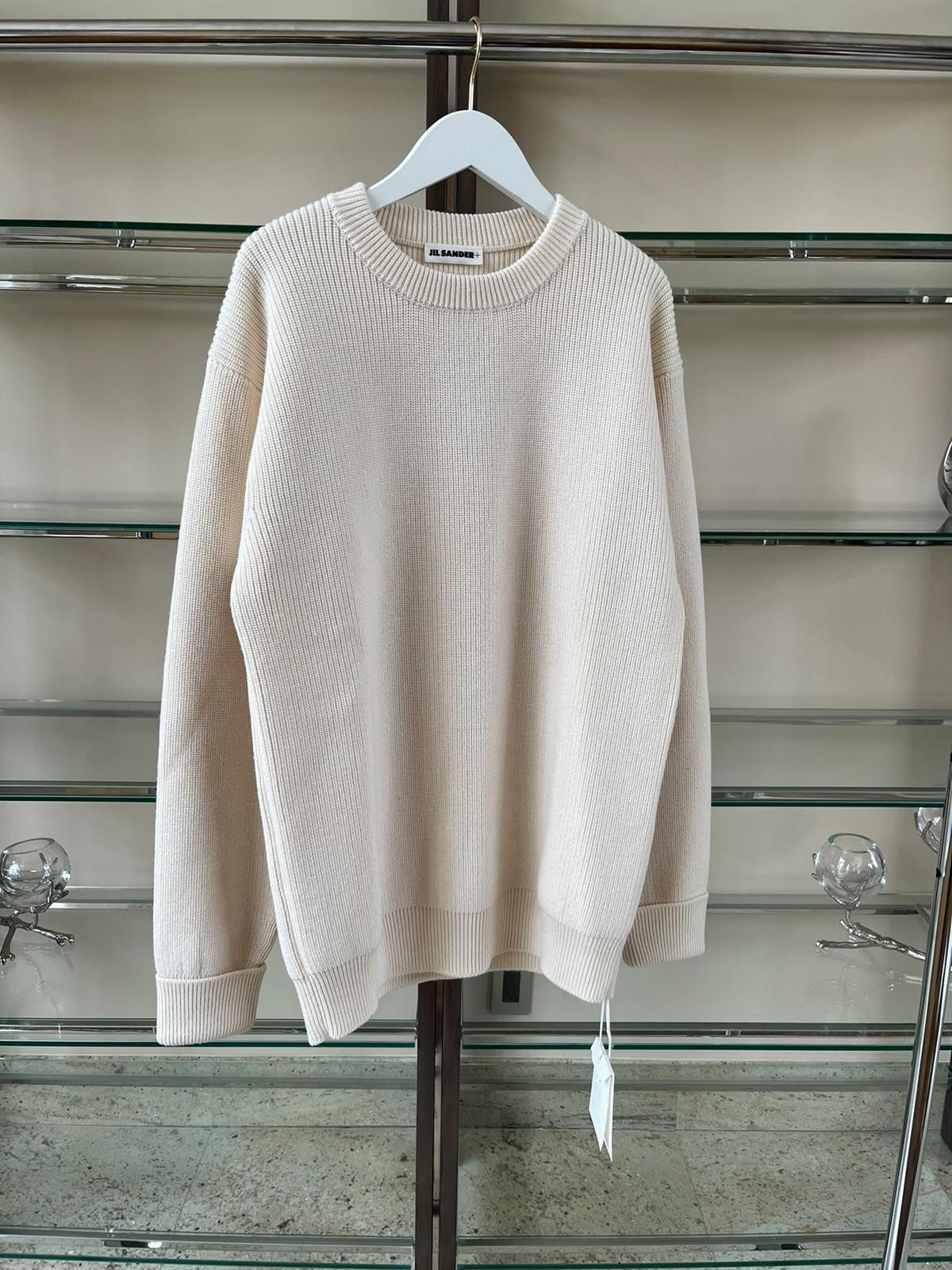 image of Jil Sander Ribbed Knitwear In Ivory, Men's (Size Medium)