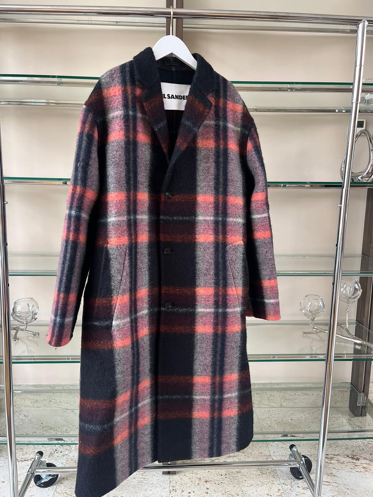 Jil Sander Long Tartan Wool Coat in Tartan / Multicolor Size US M / EU 48-50 / 2 - 9 Thumbnail