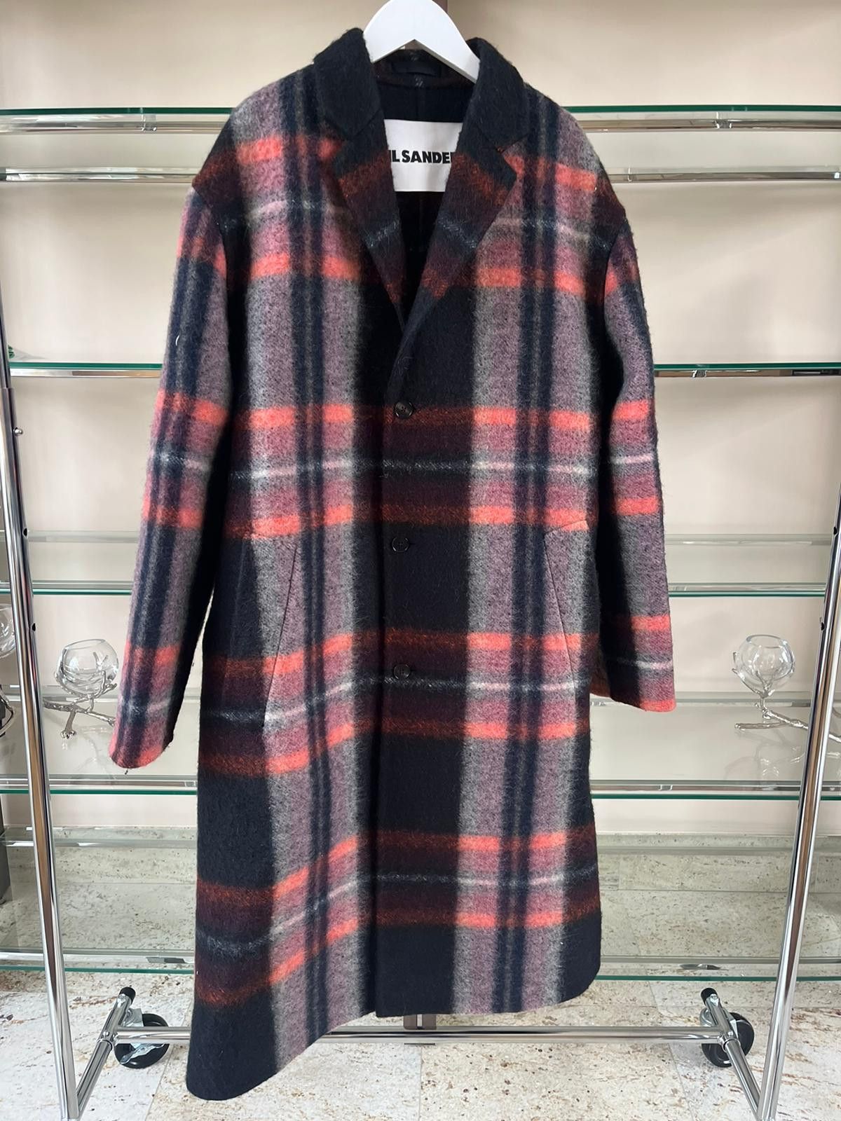 Jil Sander Long Tartan Wool Coat in Tartan / Multicolor Size US M / EU 48-50 / 2 - 2 Thumbnail