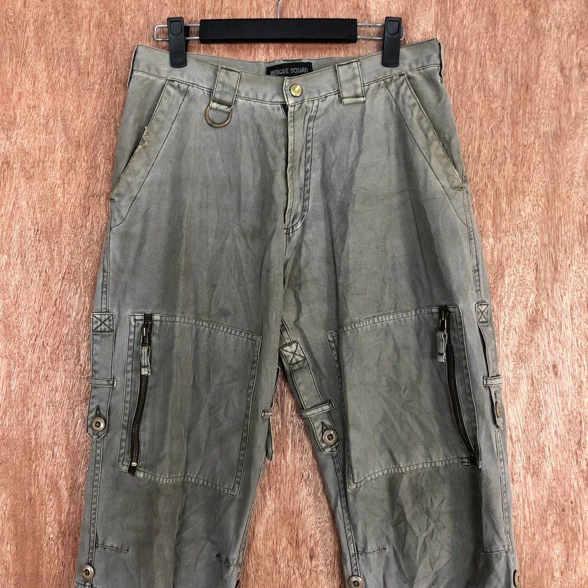 Japanese Brand DLL Resque Squad distressed cargo multipocket pants #c666 Size US 28 / EU 44 - 2 Thumbnail