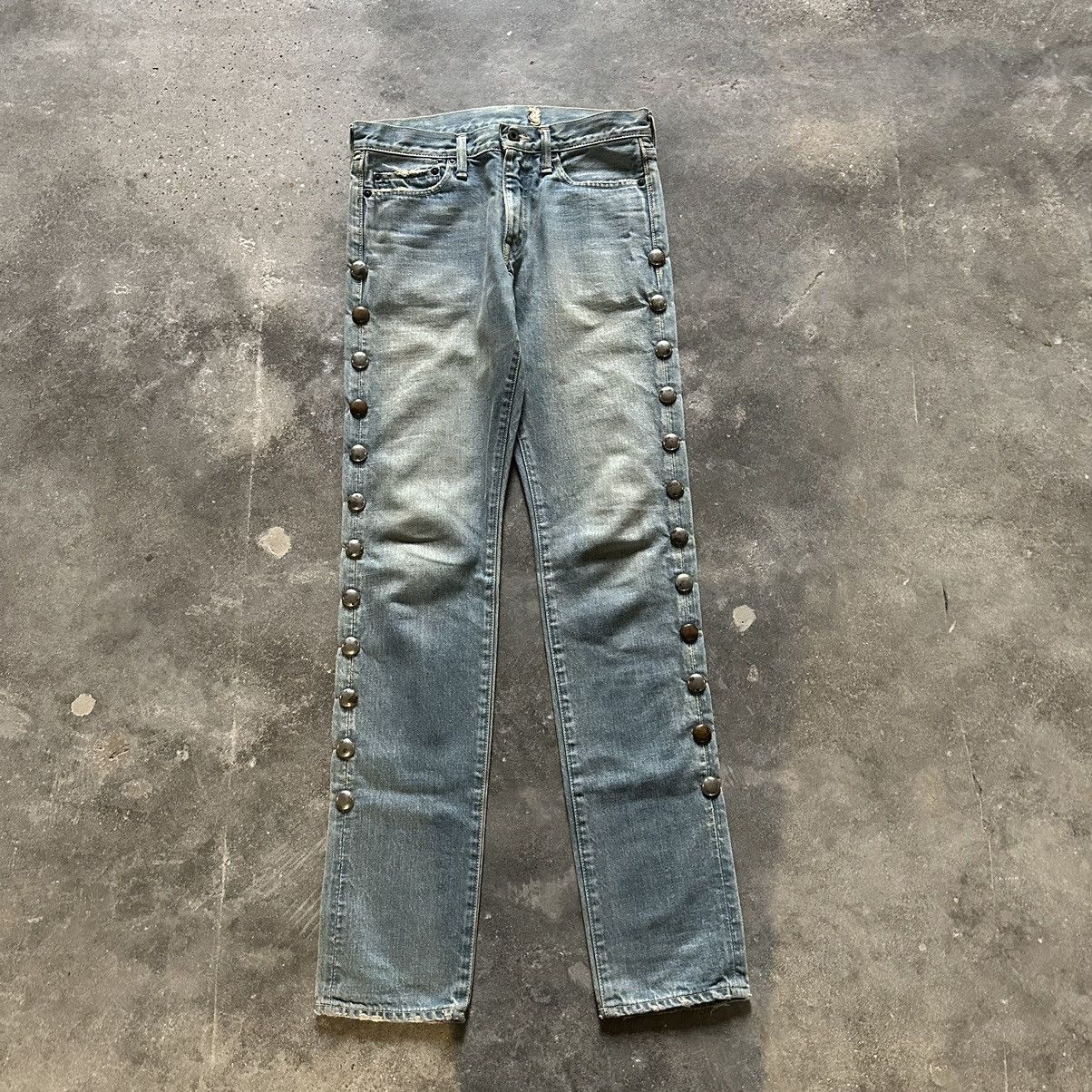 Kapital light wash studded denim