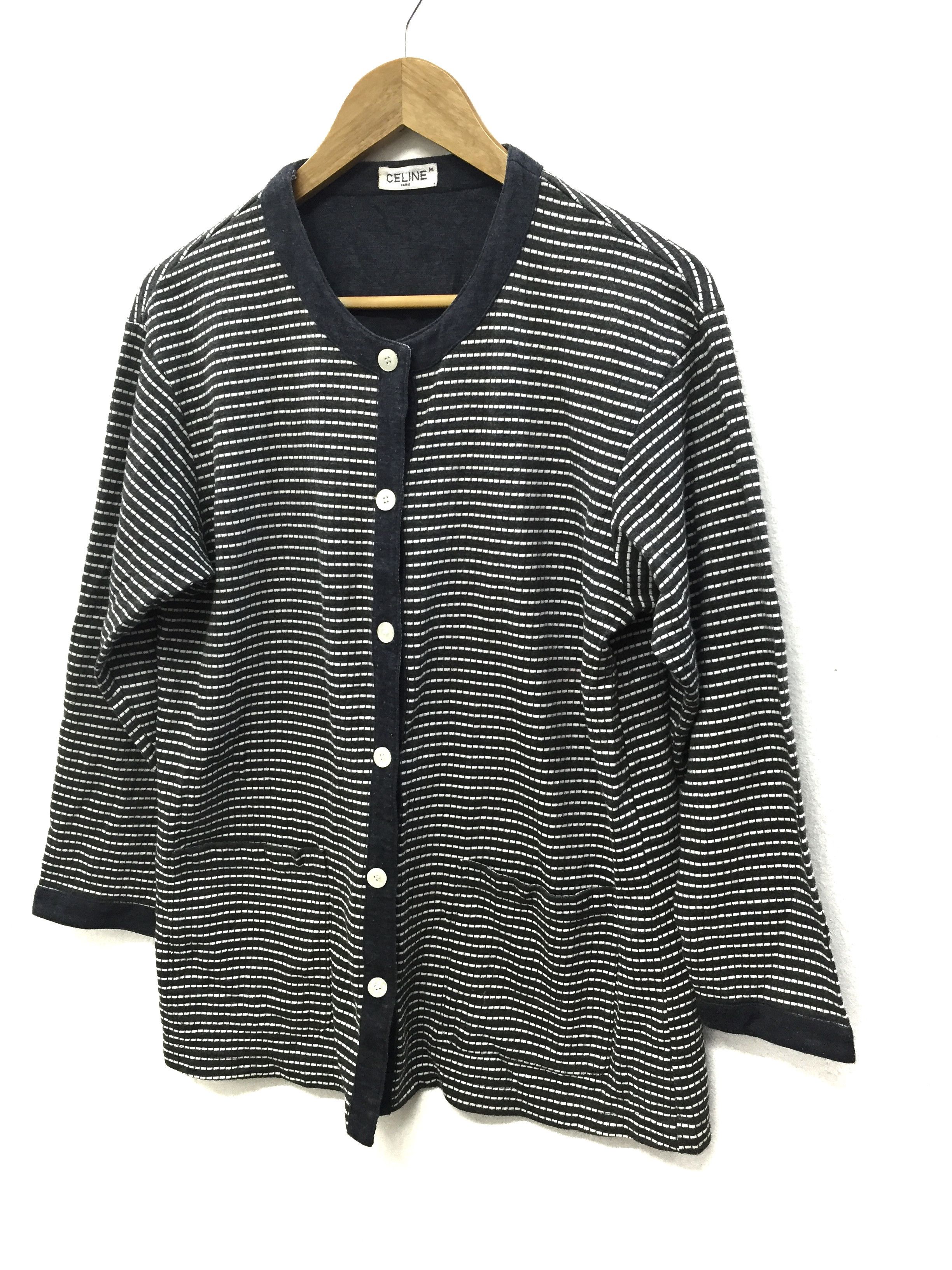 Celine × Vintage CELINE Paris stripe Sweater Cardigan Size M / US 6-8 / IT 42-44 - 2 Thumbnail