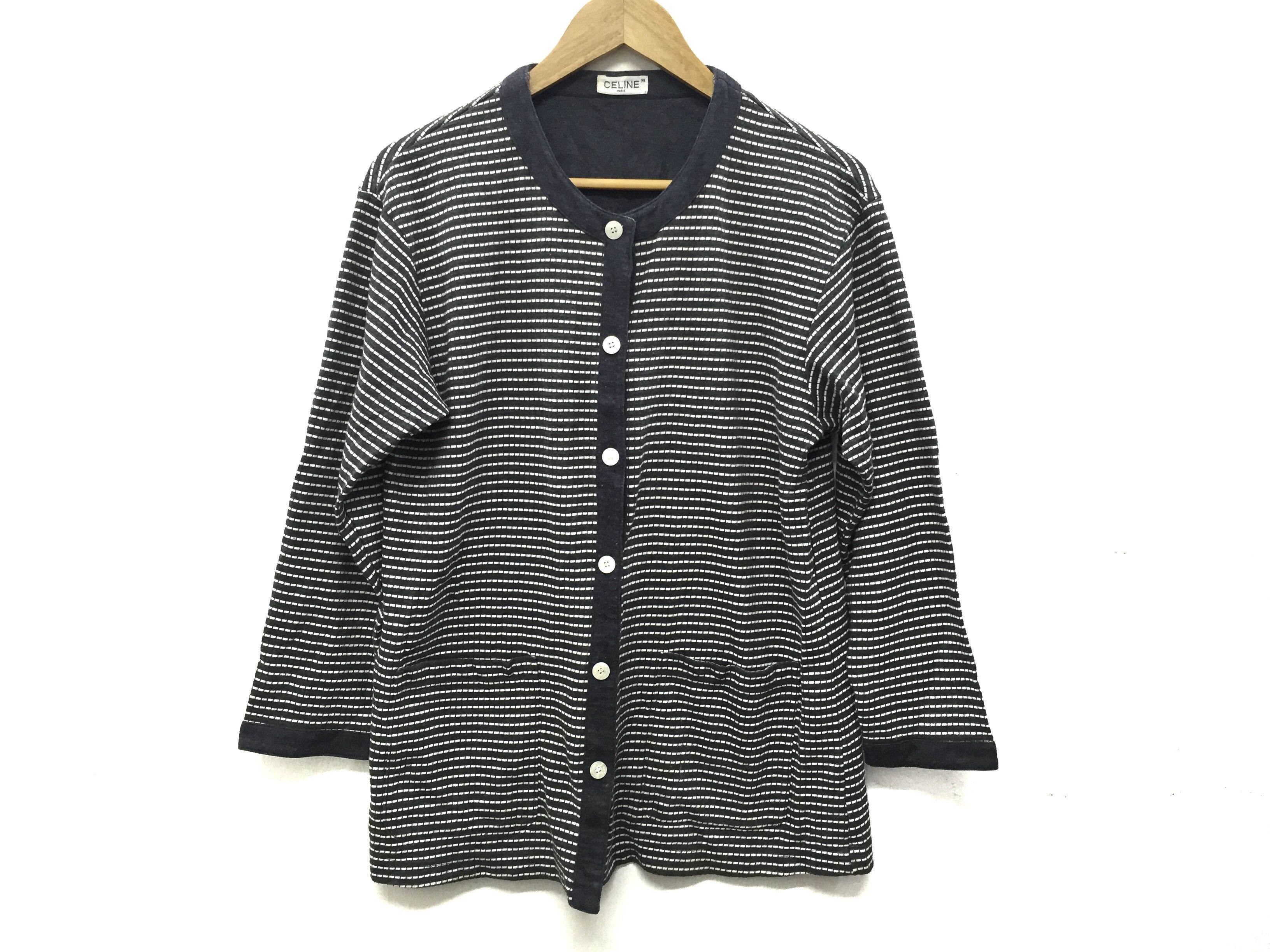 Celine × Vintage CELINE Paris stripe Sweater Cardigan Size M / US 6-8 / IT 42-44 - 3 Thumbnail