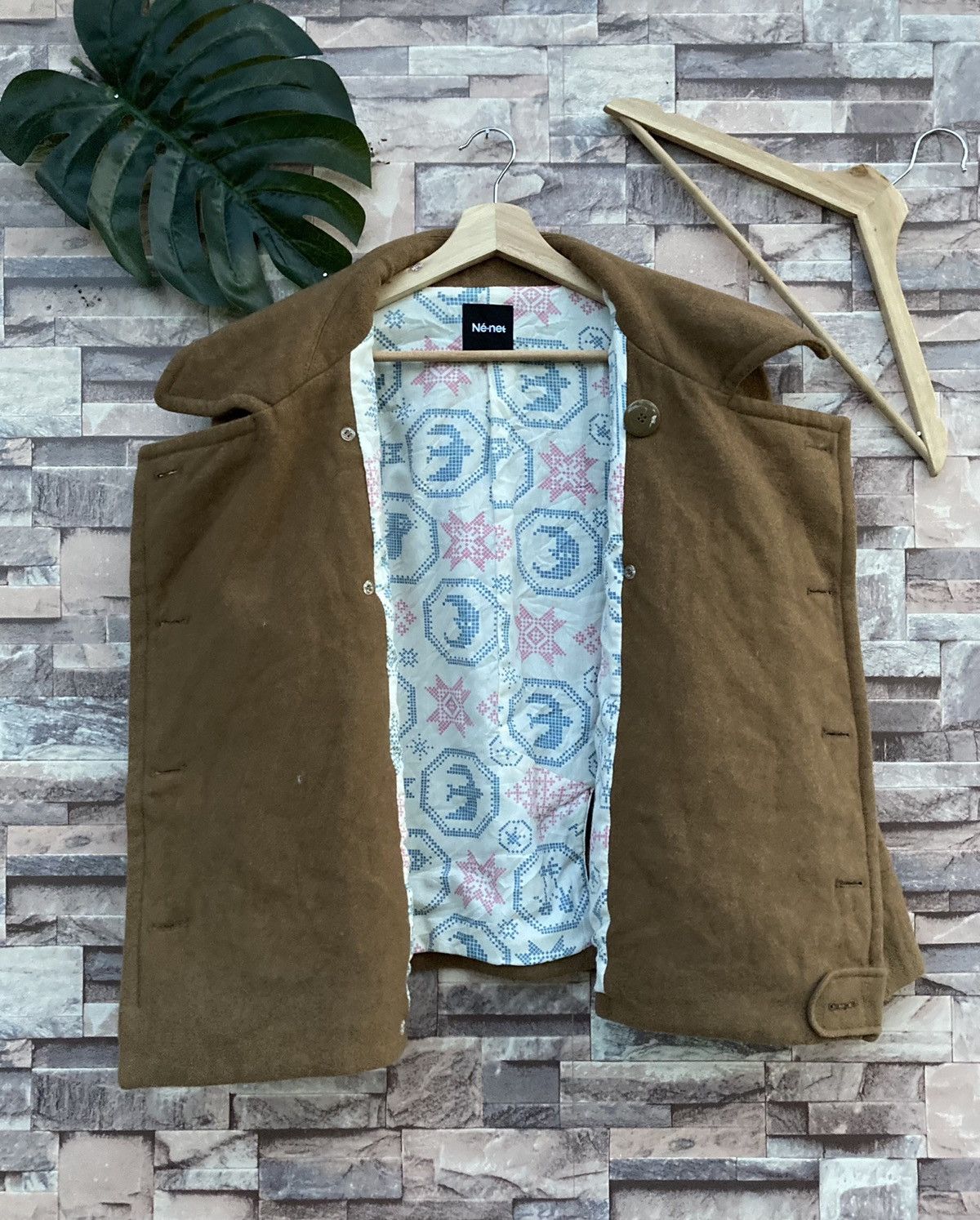 Né-net by Issey Miyake Wool Double Breasted Peacot Jacket