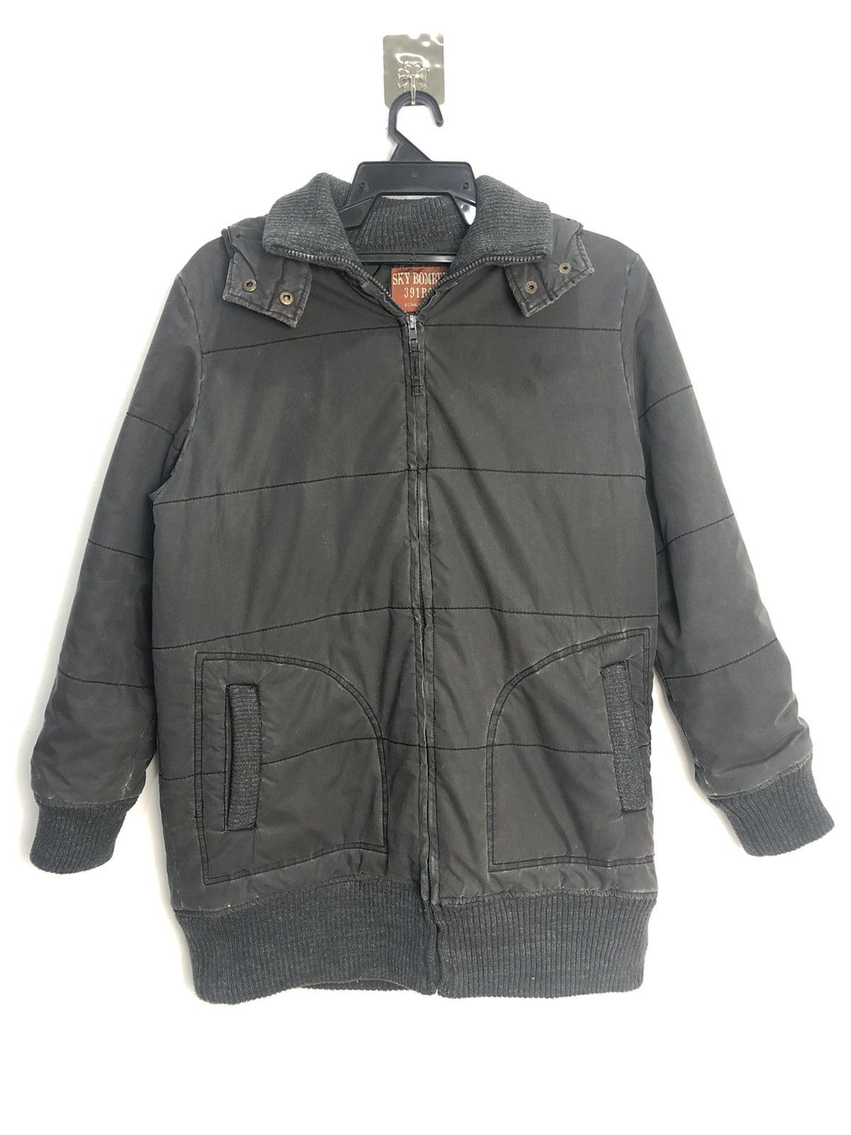 Japanese Brand Sky Bomber Faded Black Hoodie Bomber Jacket Size US M / EU 48-50 / 2 - 1 Thumbnail