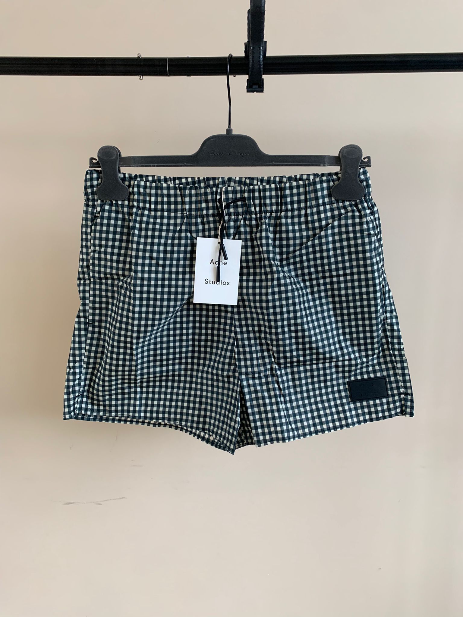 image of Acne Studios Perry Print Aw16 Shorts In Vichy Check / Black & White in Vichy Check/Black/White (Siz