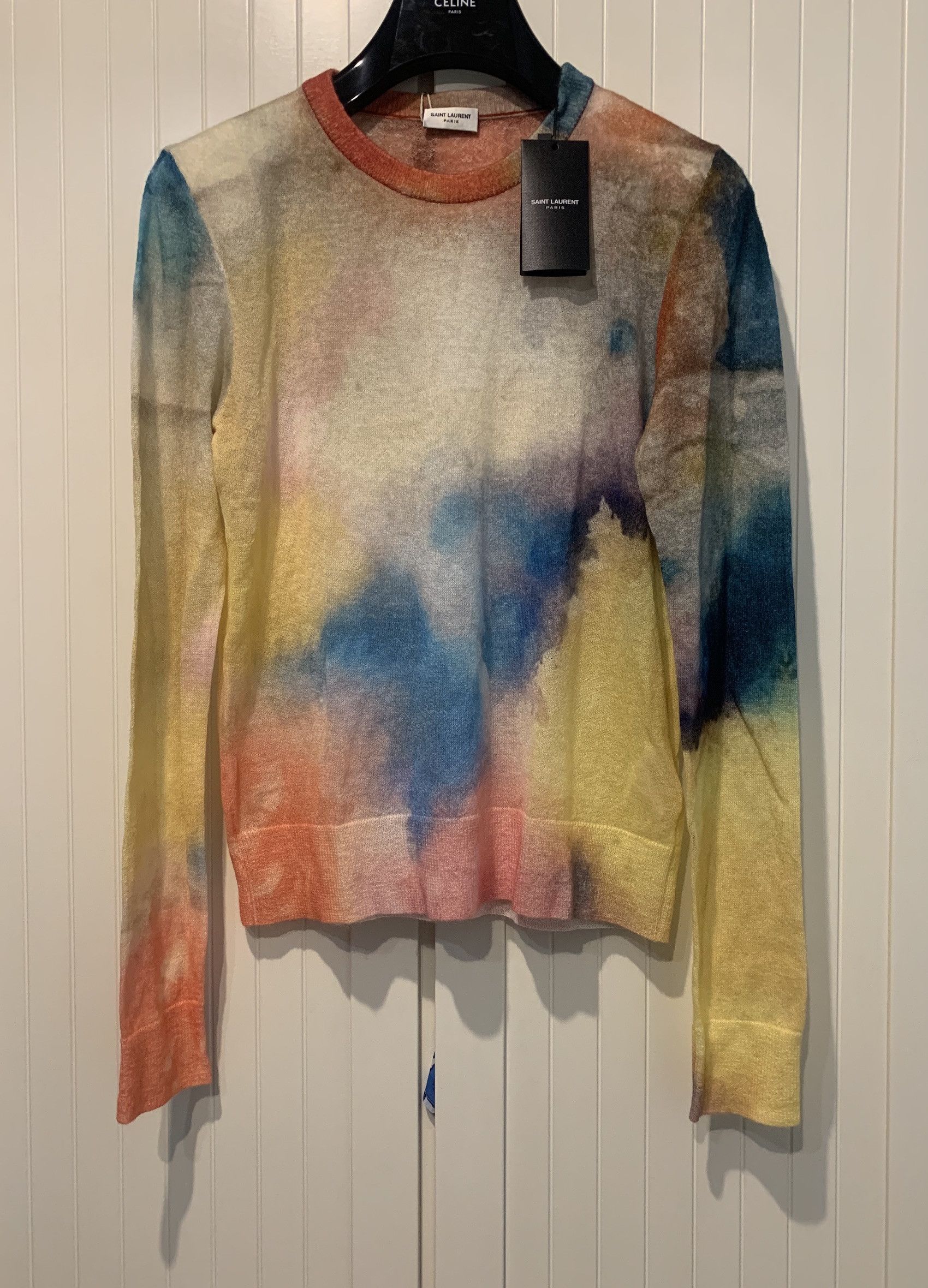 image of Saint Laurent Paris Ss'20 Sweater Watercolored, Men's (Size Small)