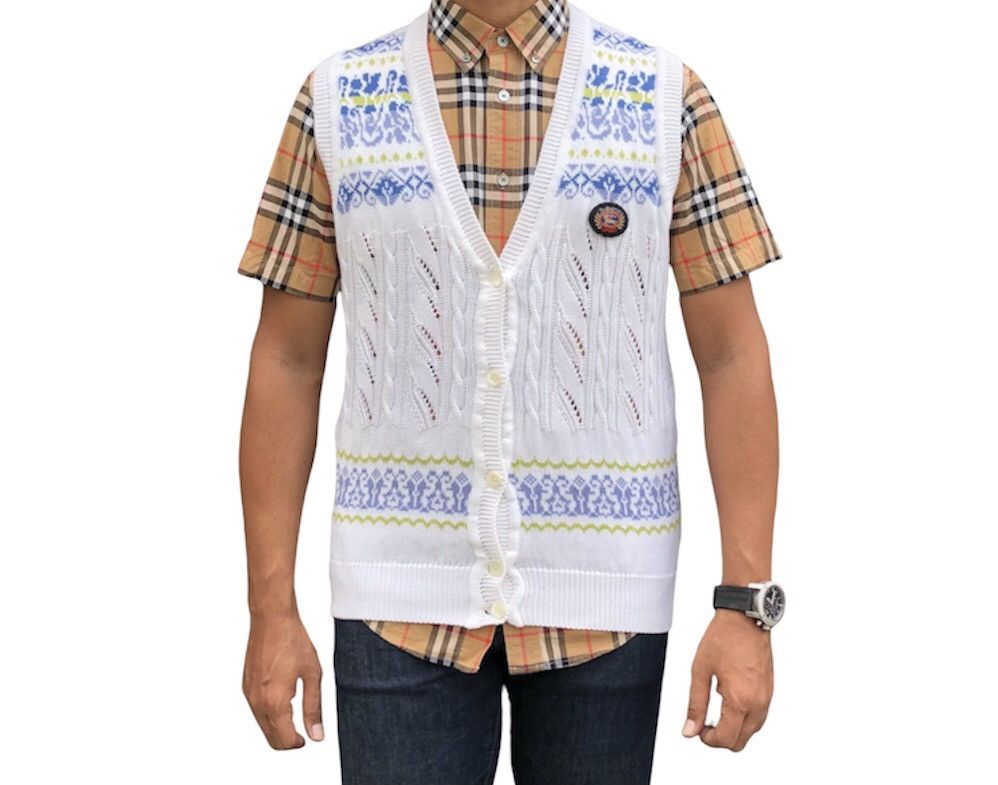Burberry Vintage Burberrys Sport Knitted Vest Pattern Jacket Size US M / EU 48-50 / 2 - 2 Thumbnail
