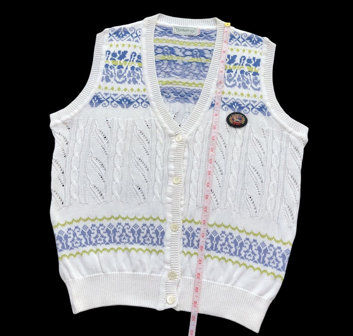 Burberry Vintage Burberrys Sport Knitted Vest Pattern Jacket Size US M / EU 48-50 / 2 - 13 Thumbnail