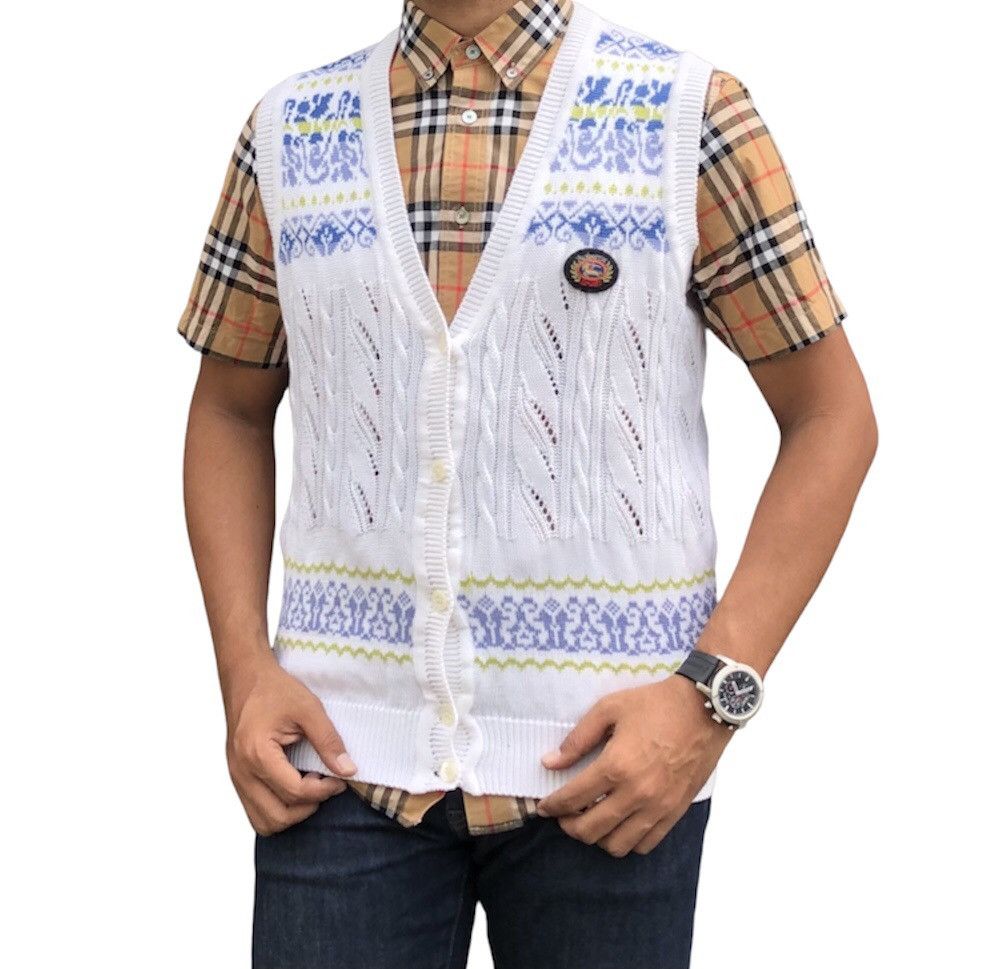 Burberry Vintage Burberrys Sport Knitted Vest Pattern Jacket Size US M / EU 48-50 / 2 - 1 Thumbnail