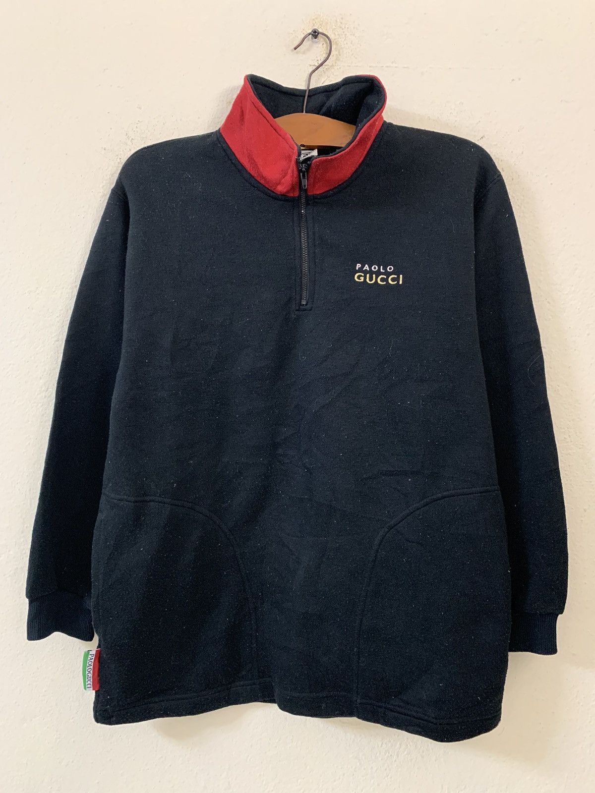 image of Paolo Gucci Spellout Sweater in Black, Men's (Size Medium)