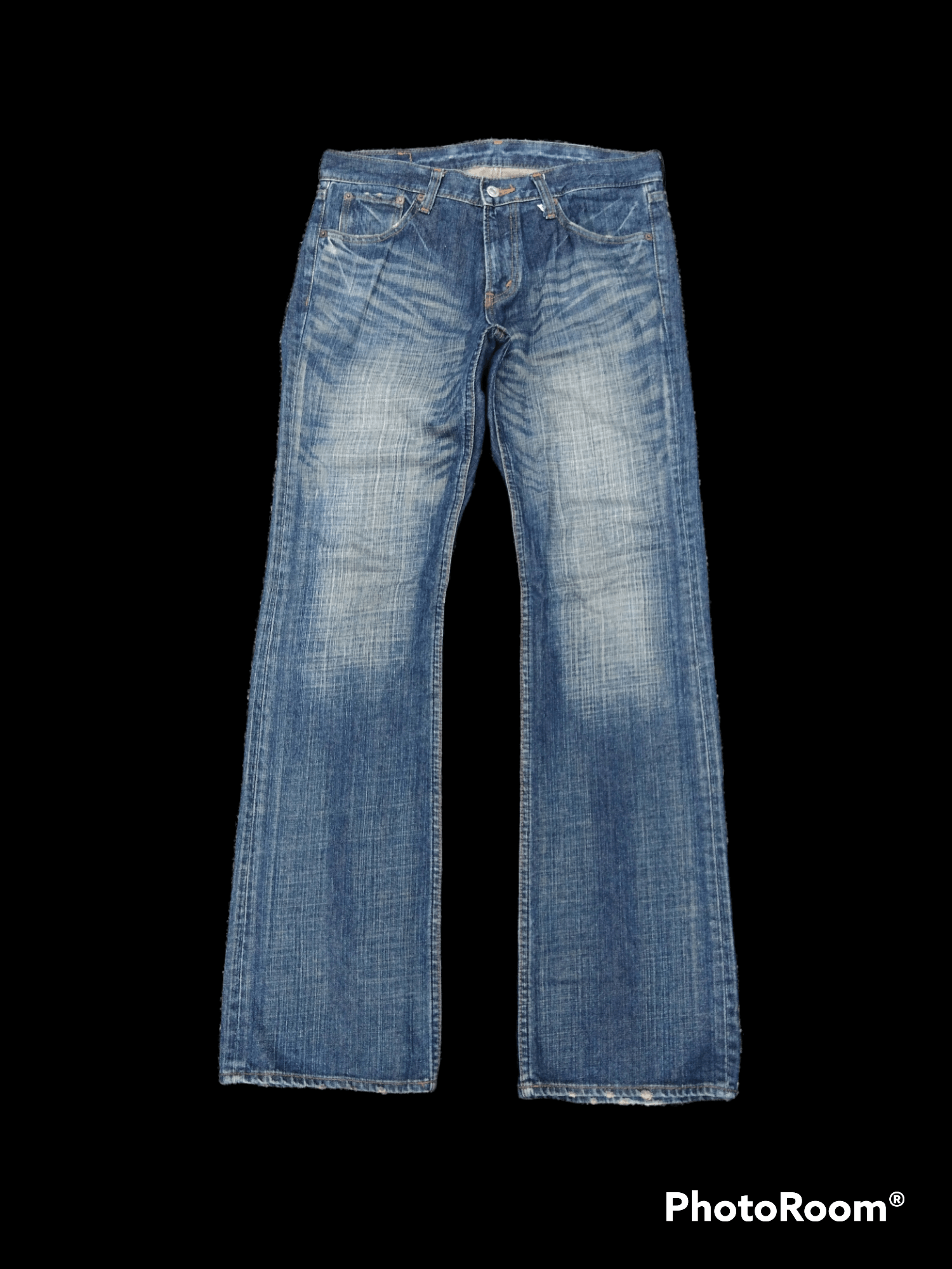 FLARED WASHED BLUE CrackWash BOBSON DENIM PANTS