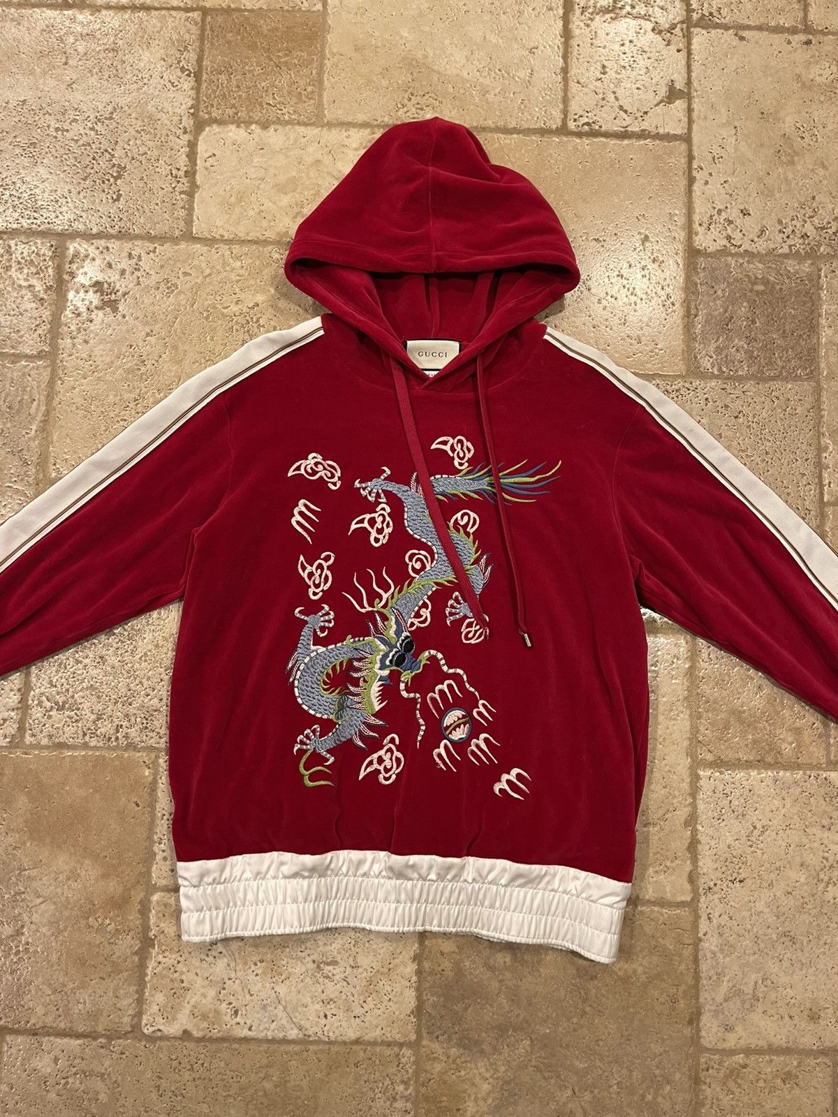 Gucci Gucci X Alessandro Michele Embroidered Dragon Red Hoodie Size US L / EU 52-54 / 3 - 4 Thumbnail