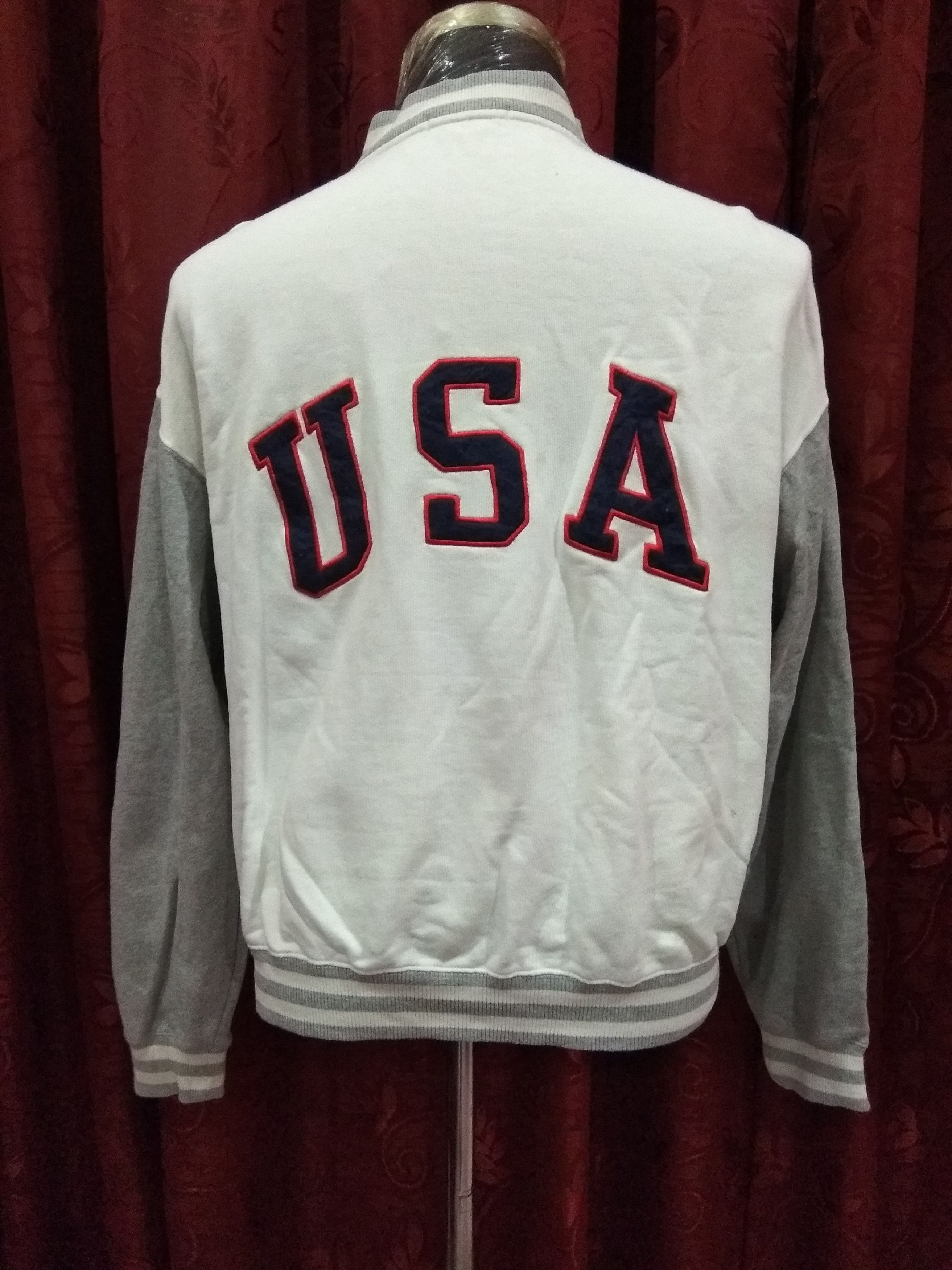VINTAGE HANG TEN USA VARSITY JACKET AMERICAN FLAG BIG LOGO