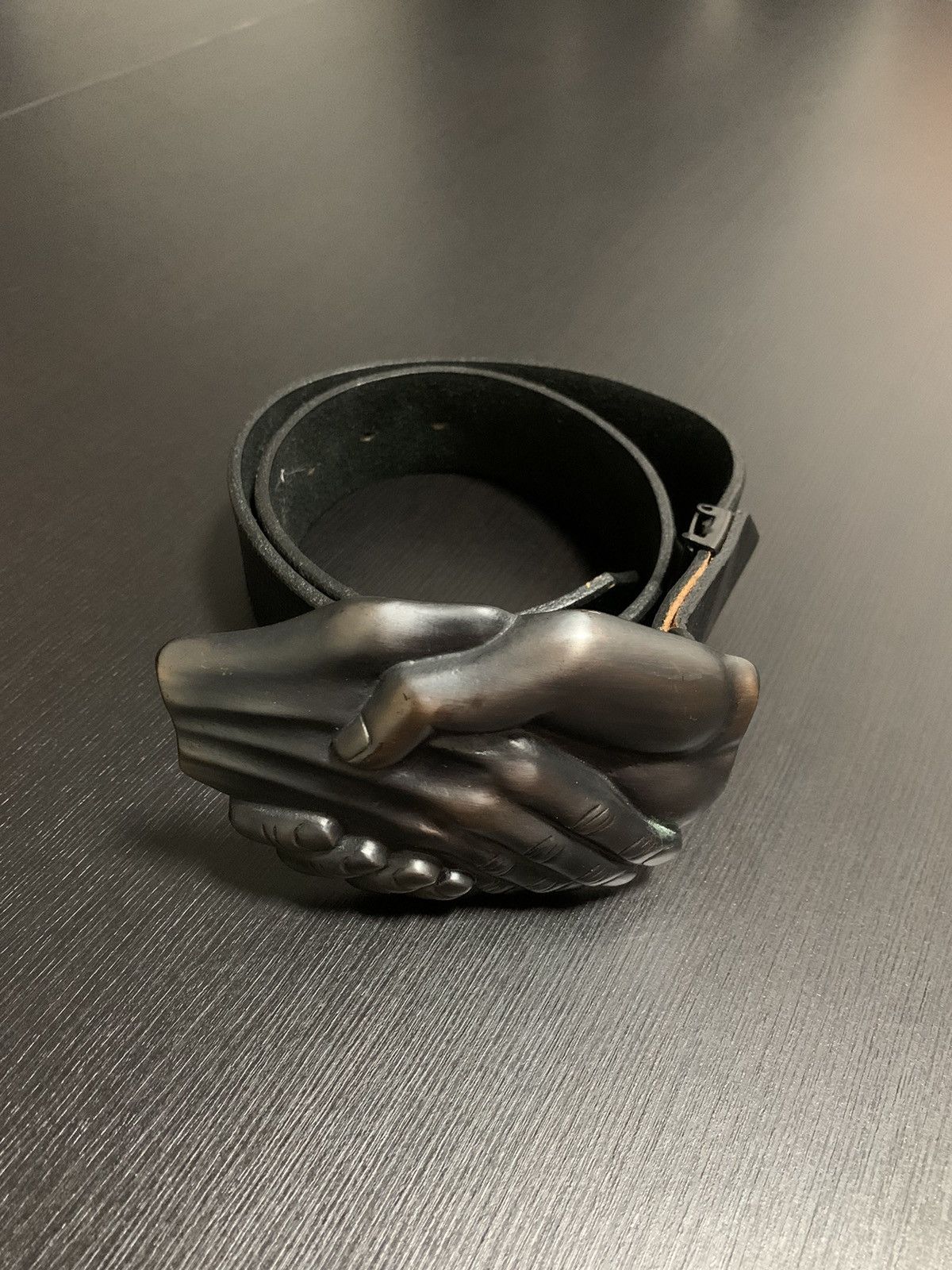 image of Archival Clothing x Jean Paul Gaultier Aw 1997 Jean Paul Gaultier Fight Racism Handshake Buckle