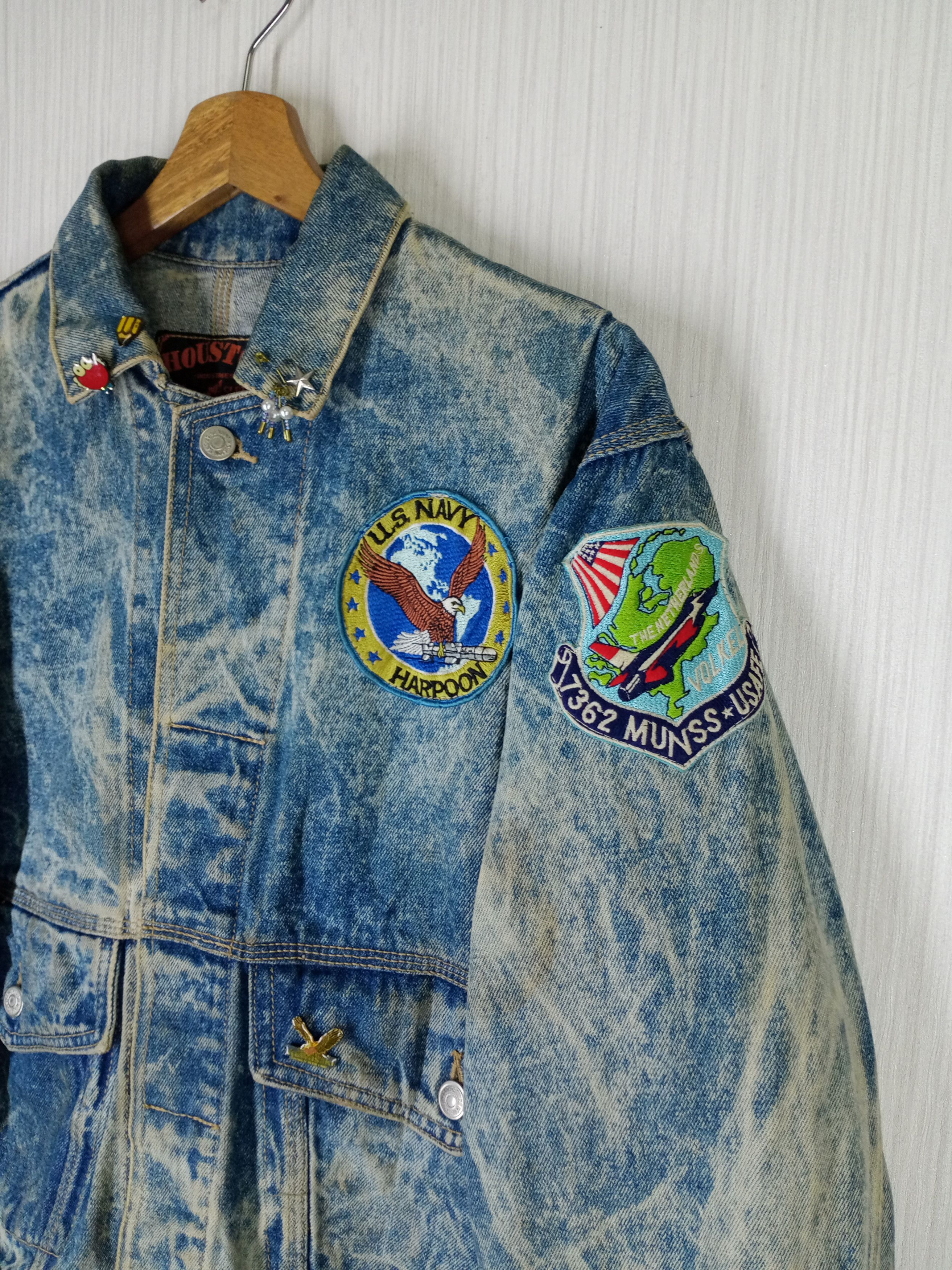 Aeronautica Militare Vintage 80s US NAVY Houston Inc Distressed Denim Jacket Size US M / EU 48-50 / 2 - 4 Thumbnail