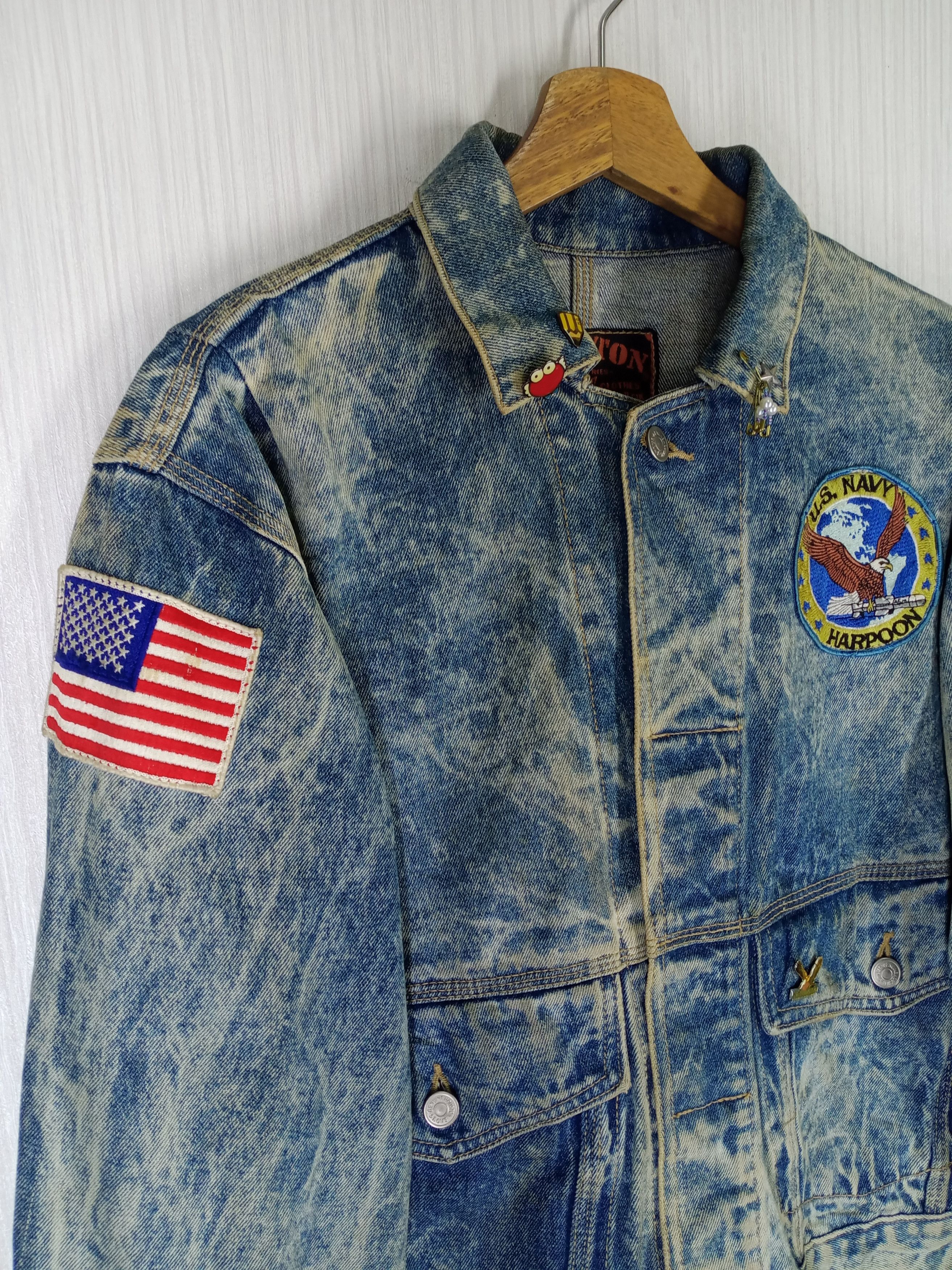 Aeronautica Militare Vintage 80s US NAVY Houston Inc Distressed Denim Jacket Size US M / EU 48-50 / 2 - 3 Thumbnail