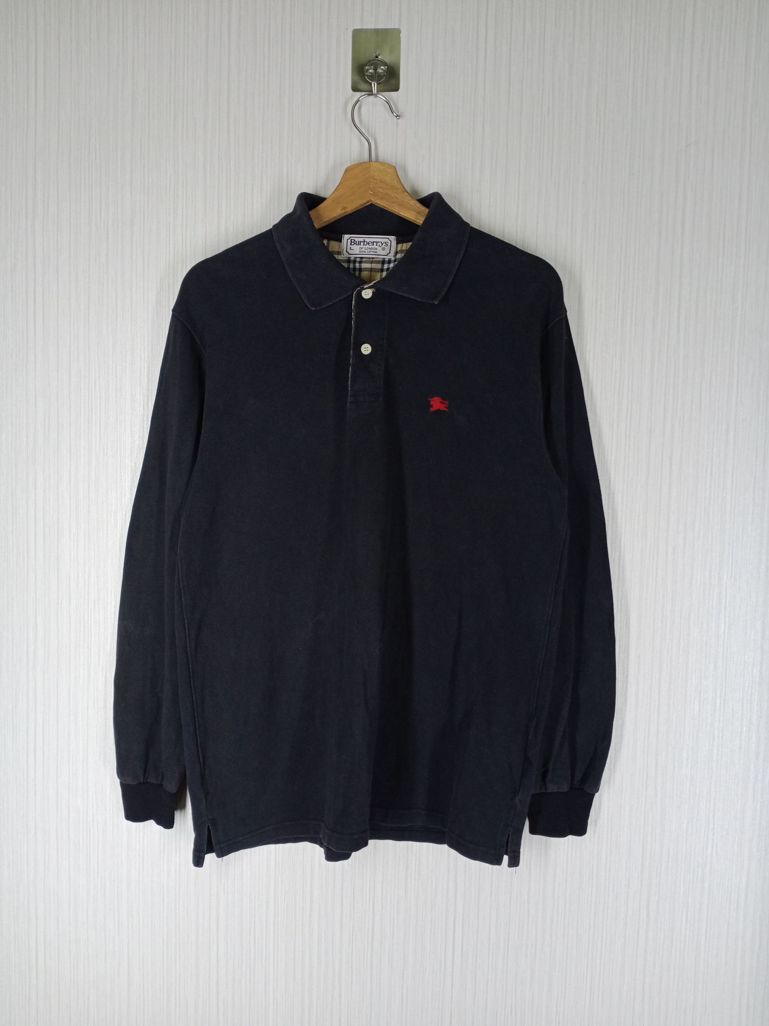Burberry Vintage Burberrys Nova Check Long Sleeve Polo Shirt Size US L / EU 52-54 / 3 - 4 Thumbnail