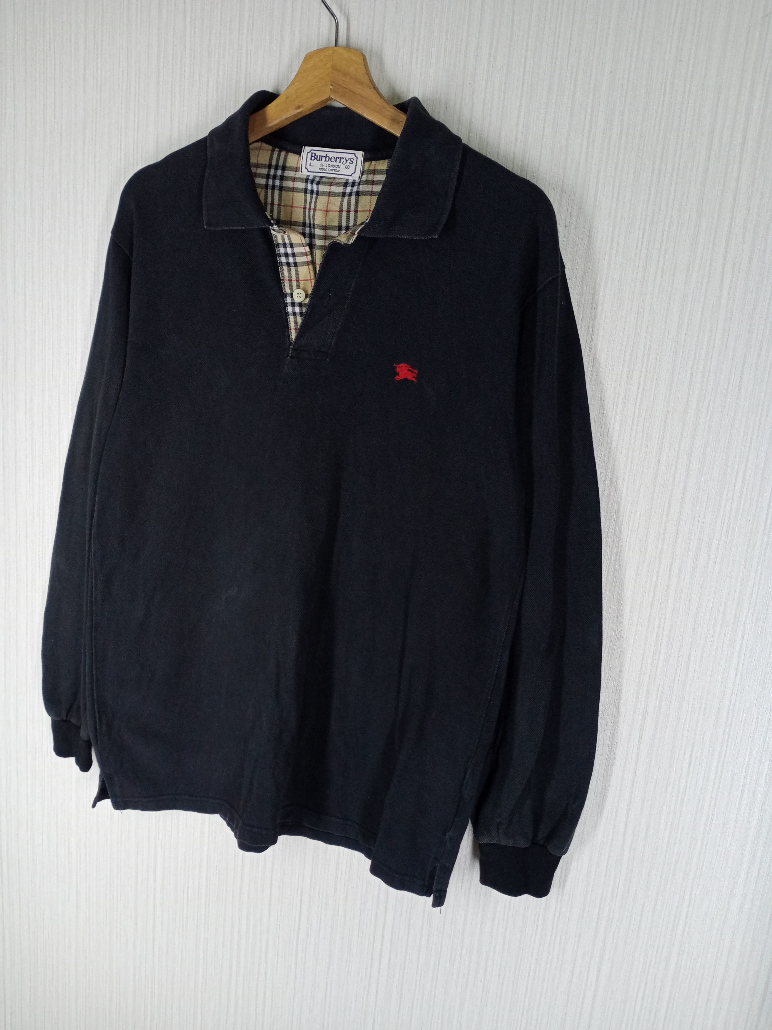 Burberry Vintage Burberrys Nova Check Long Sleeve Polo Shirt Size US L / EU 52-54 / 3 - 3 Thumbnail