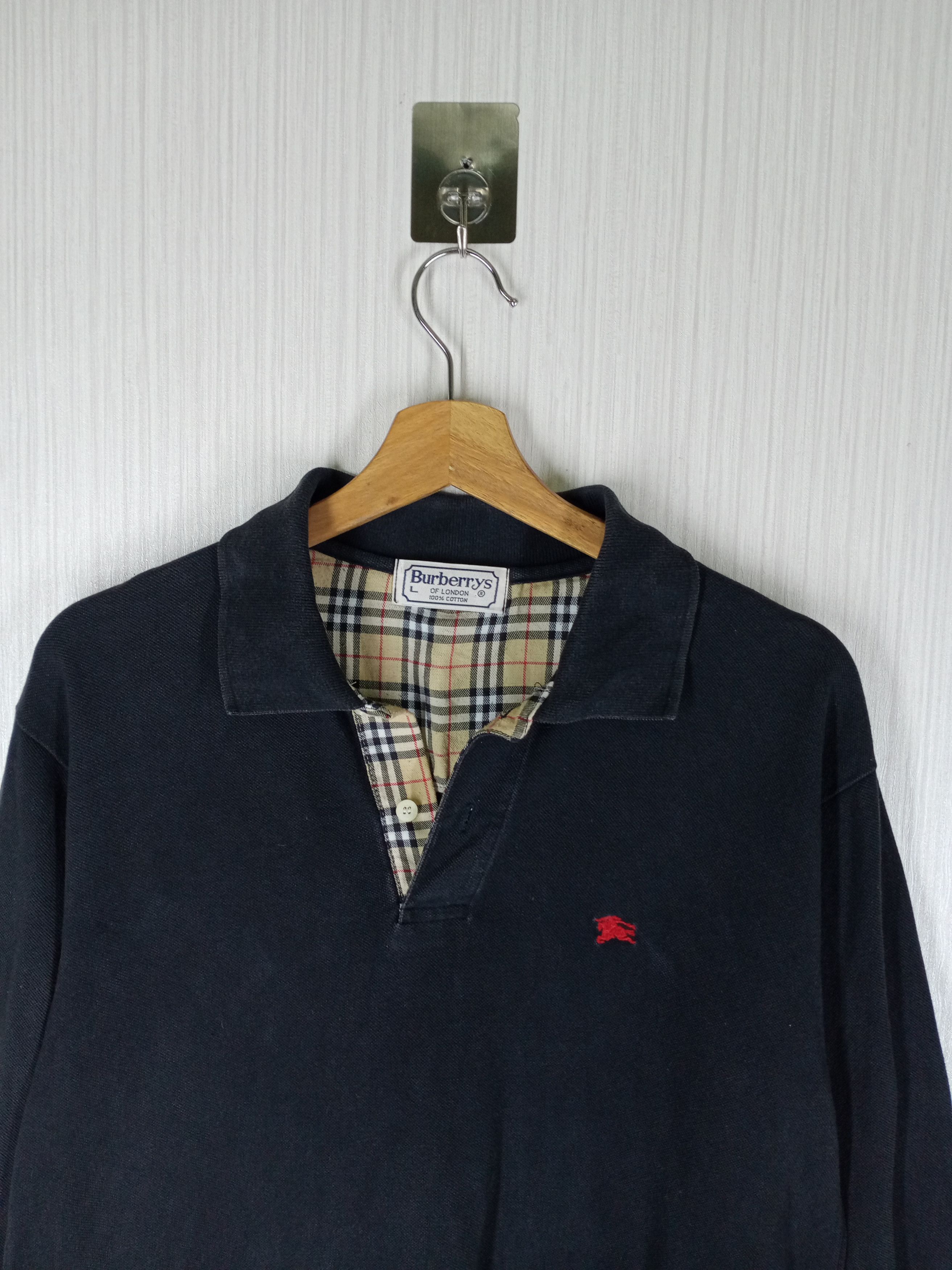 Burberry Vintage Burberrys Nova Check Long Sleeve Polo Shirt Size US L / EU 52-54 / 3 - 2 Thumbnail