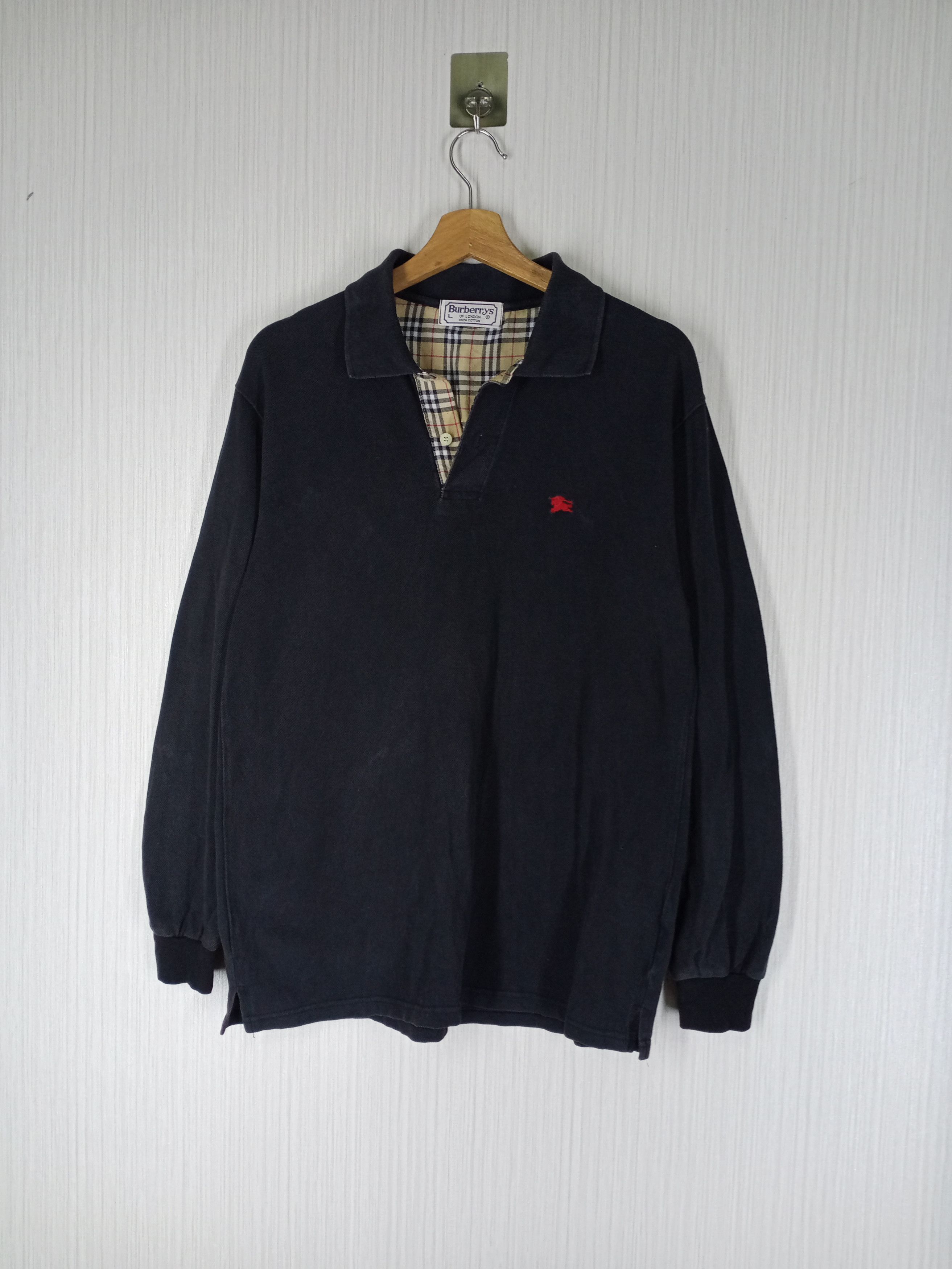 Burberry Vintage Burberrys Nova Check Long Sleeve Polo Shirt Size US L / EU 52-54 / 3 - 1 Thumbnail
