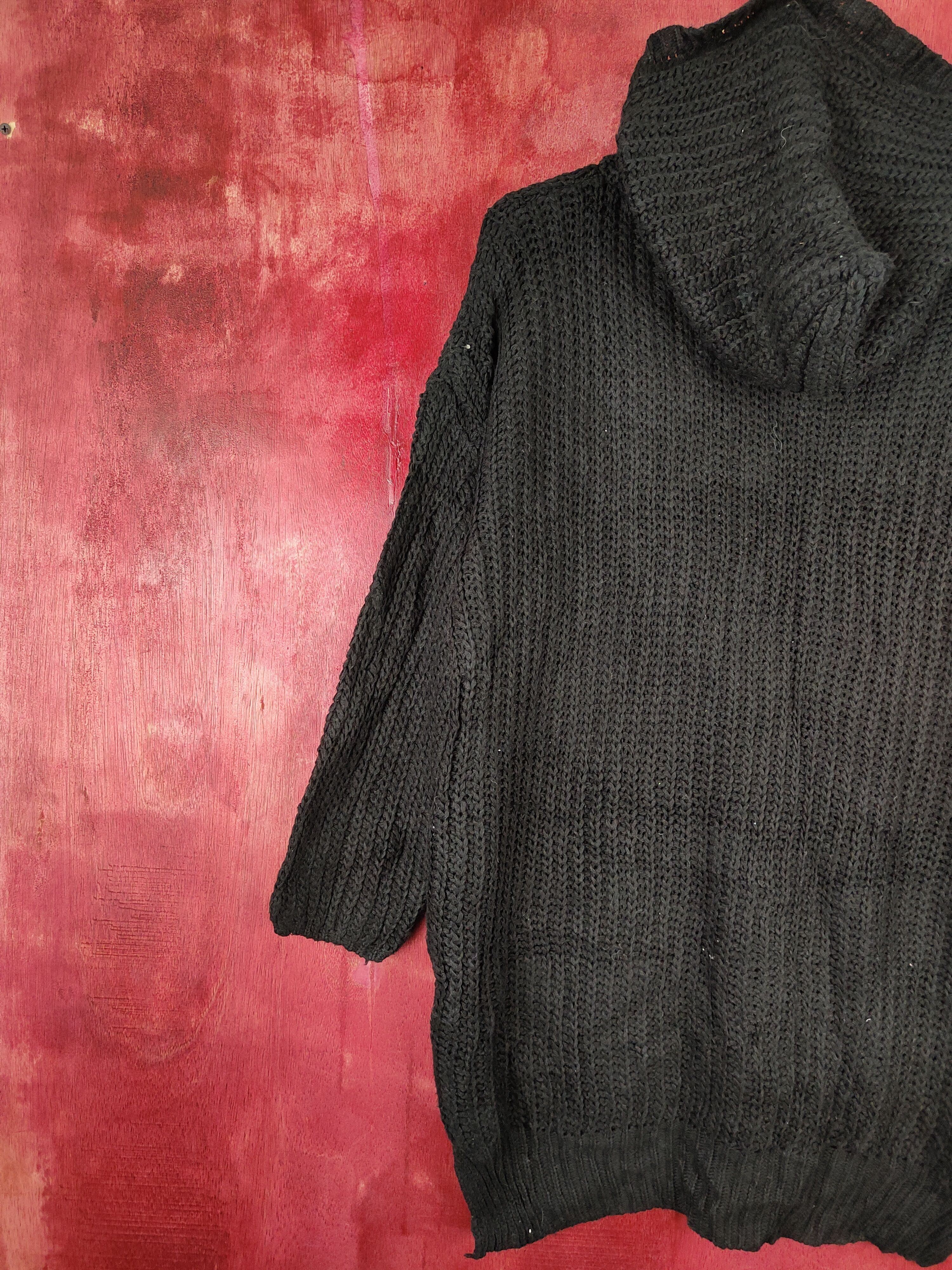 Homespun Knitwear × Japanese Brand Japanese Brand Black Hoodie Knitwear #5248 Size US L / EU 52-54 / 3 - 6 Thumbnail