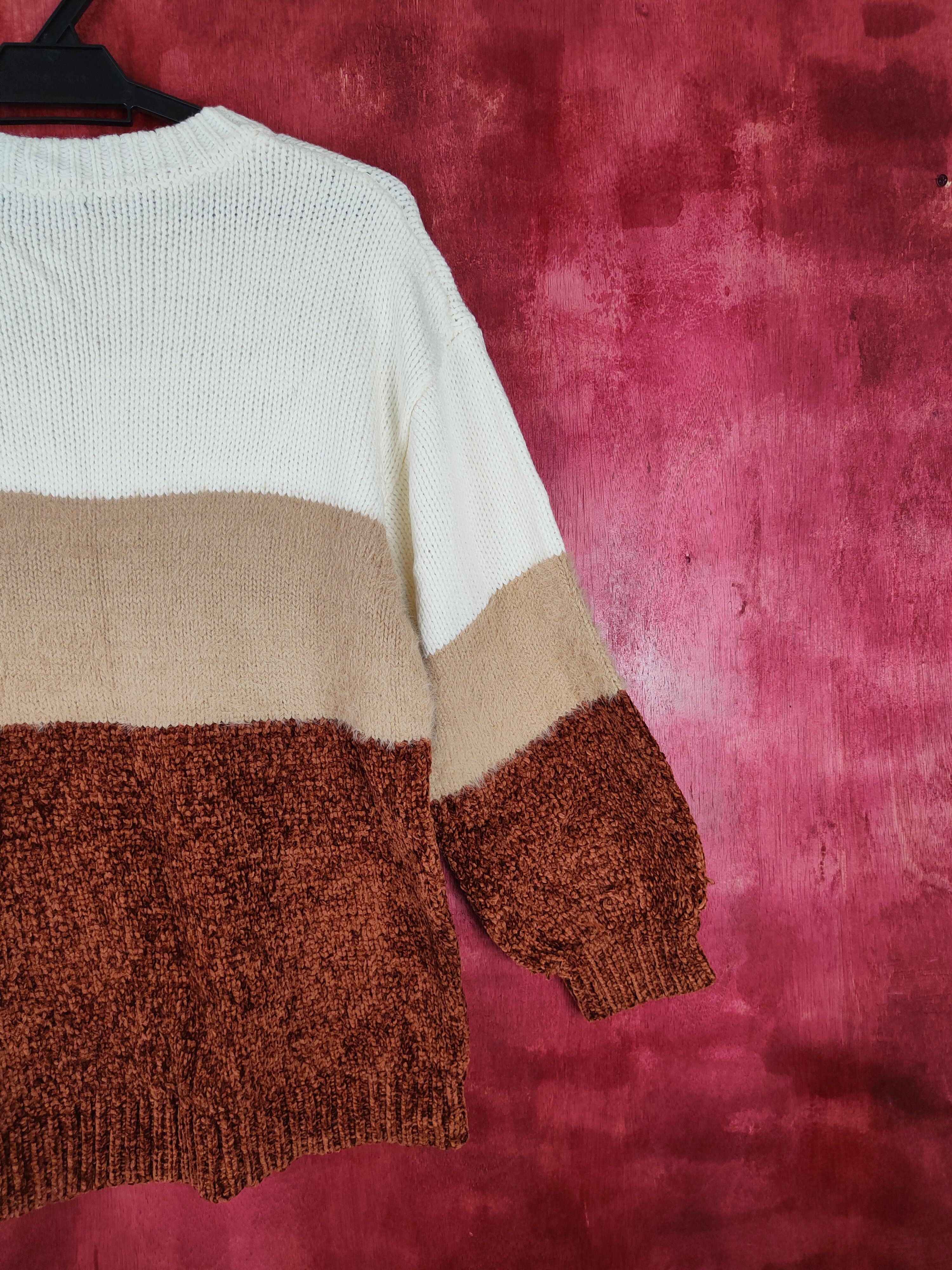 Homespun Knitwear × Japanese Brand One Way stripe japan Brown Knitwear #5253 Size US M / EU 48-50 / 2 - 7 Thumbnail