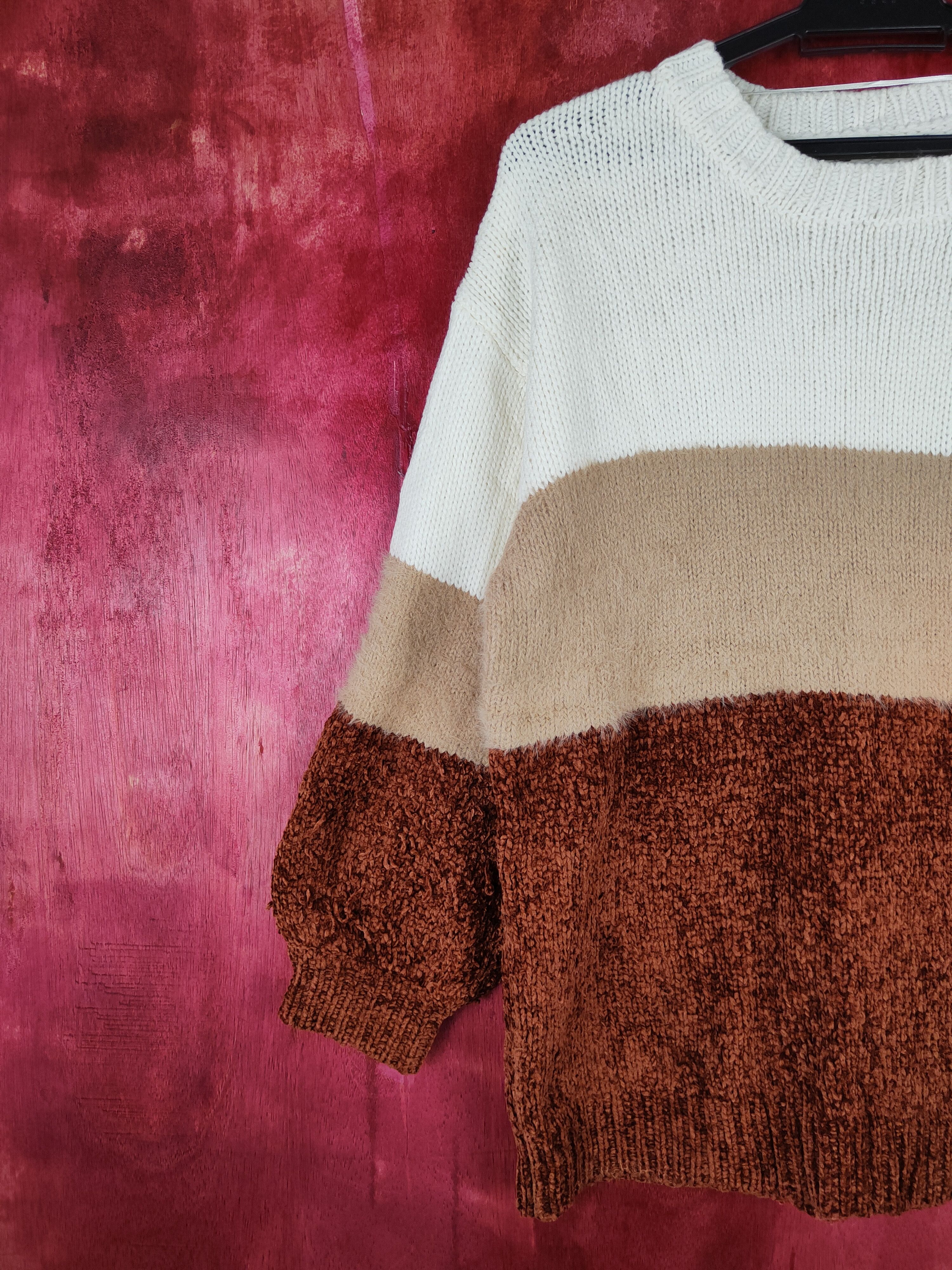 Homespun Knitwear × Japanese Brand One Way stripe japan Brown Knitwear #5253 Size US M / EU 48-50 / 2 - 3 Thumbnail