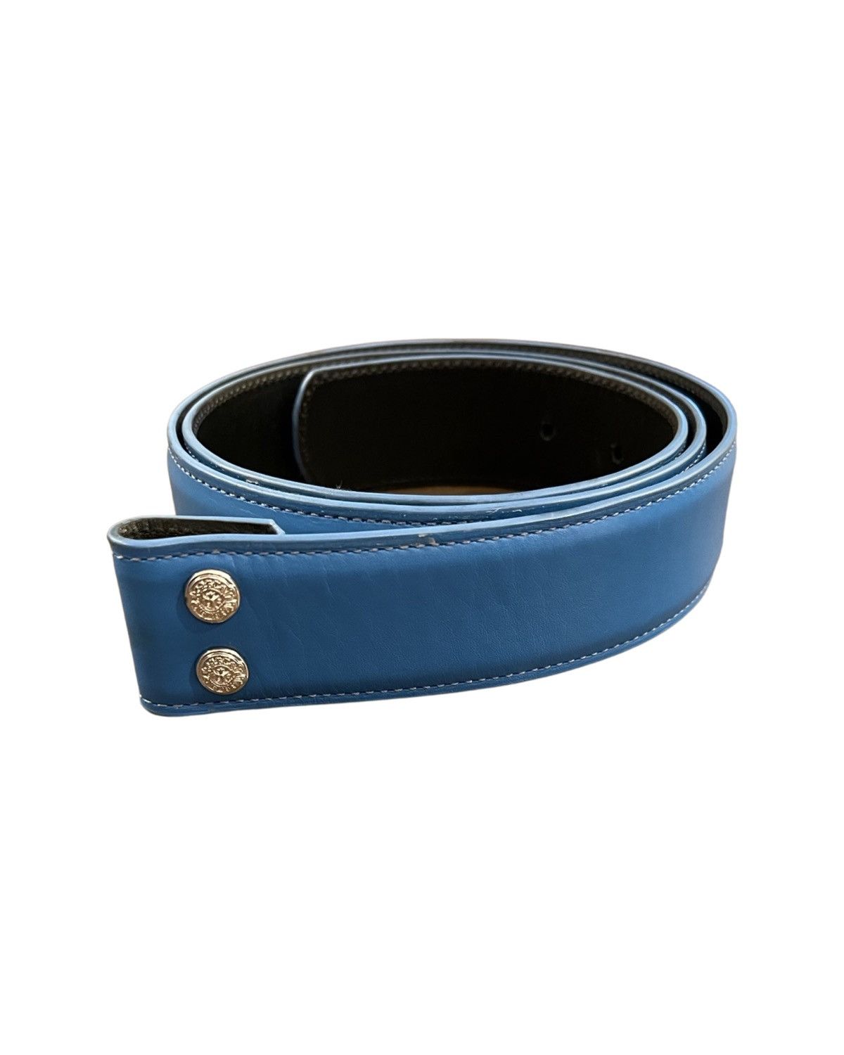 Chrome Hearts Classic Oval Buckle & Baby Blue Soft Leather Belt Strap