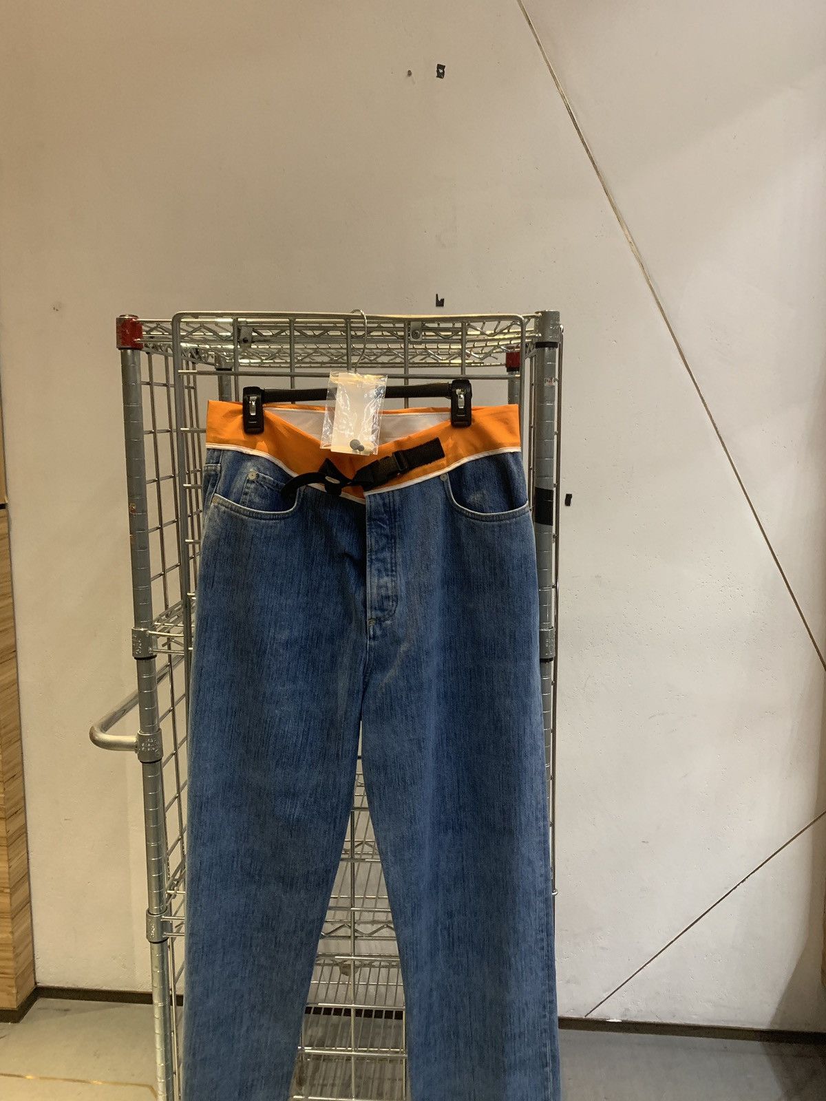 Maison Margiela Orange Trim Buckle Blue Denim Size US 33 - 10 Thumbnail