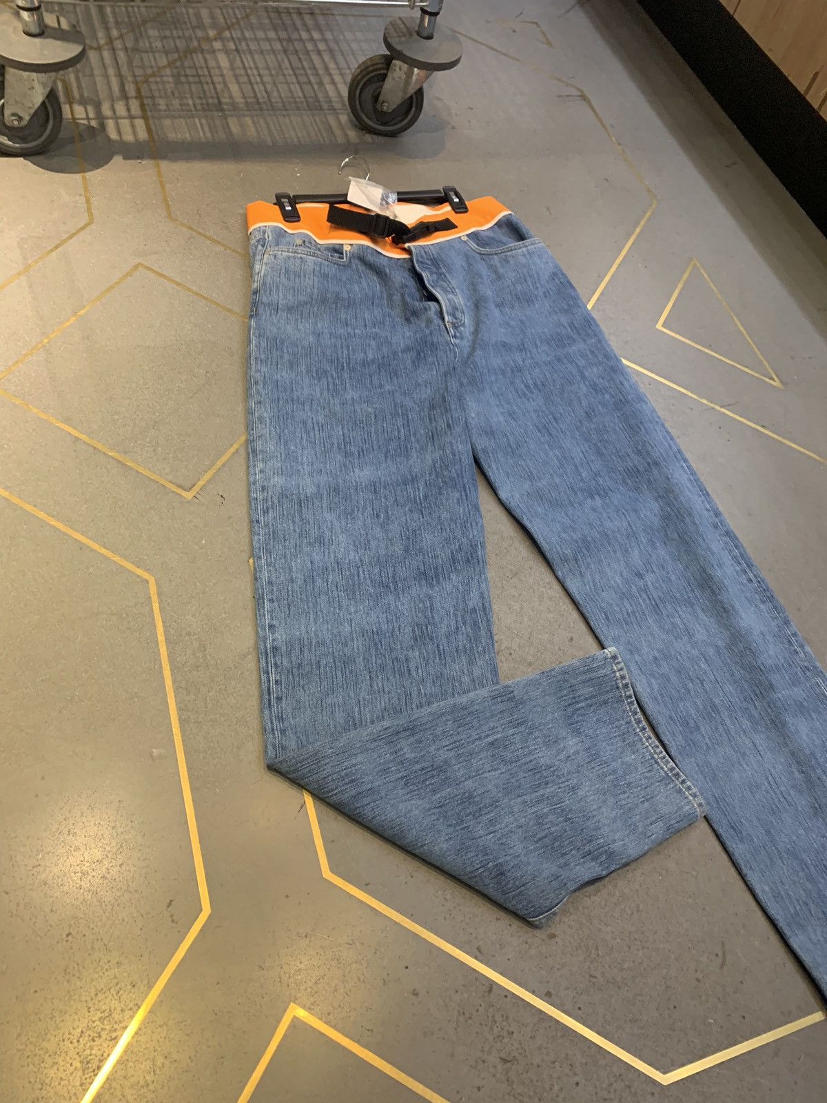 Maison Margiela Orange Trim Buckle Blue Denim Size US 33 - 3 Thumbnail
