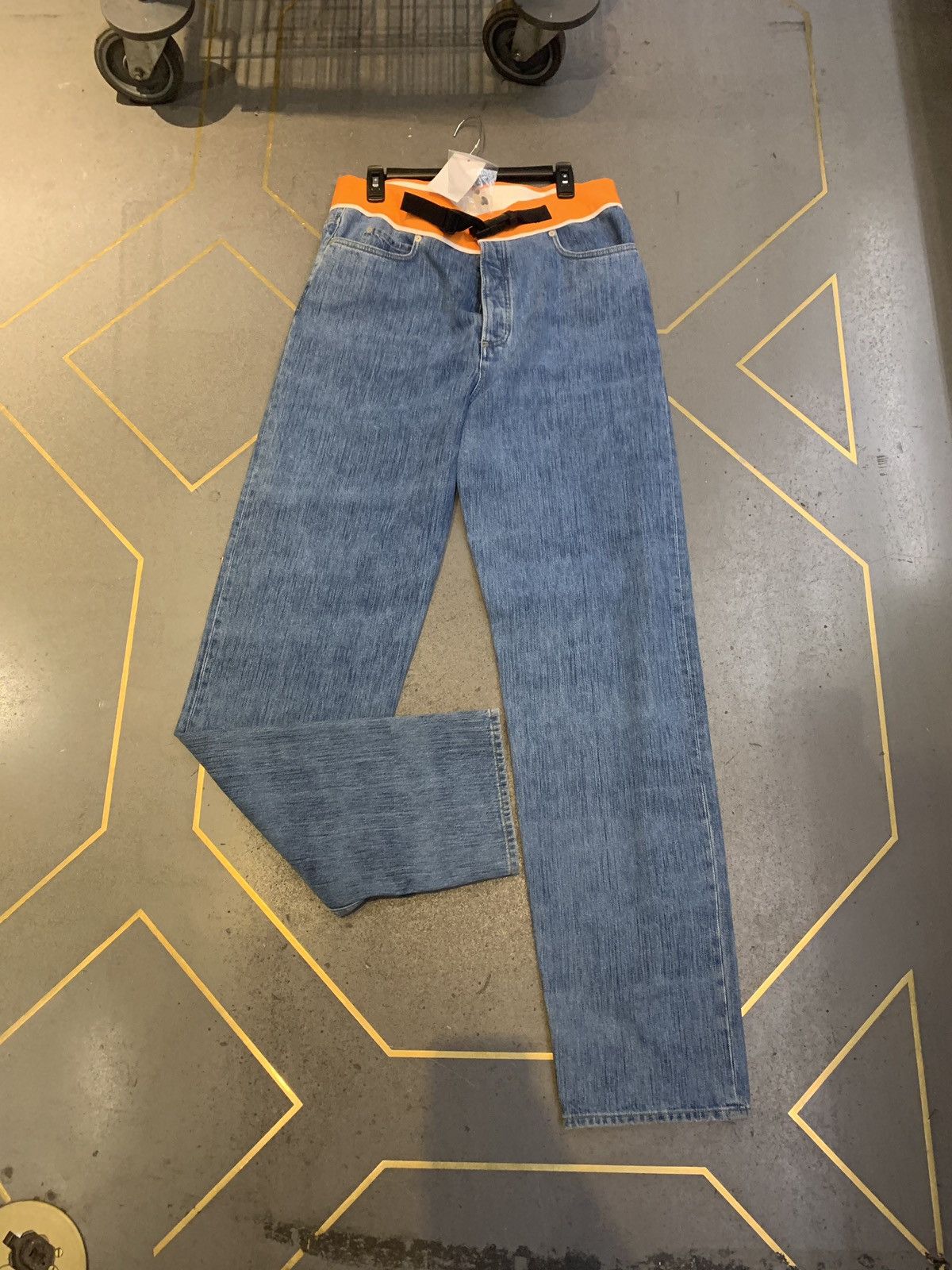 Maison Margiela Orange Trim Buckle Blue Denim Size US 33 - 2 Thumbnail