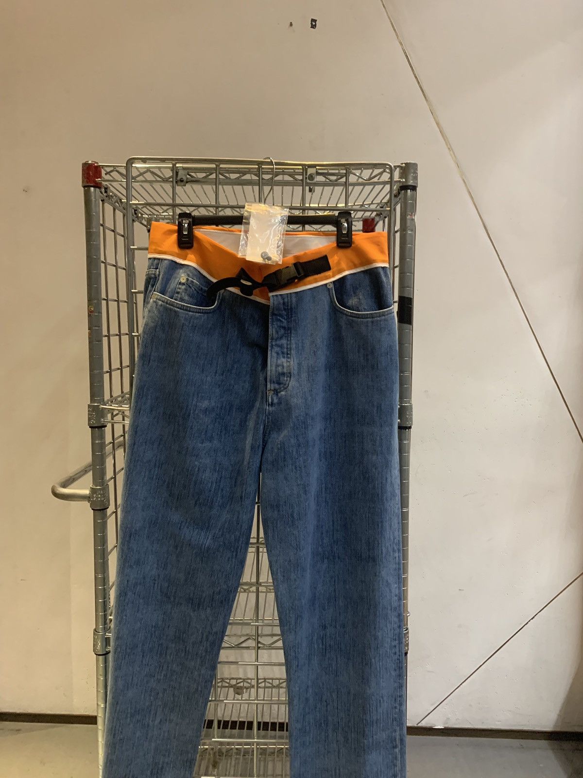 Maison Margiela Orange Trim Buckle Blue Denim Size US 33 - 12 Thumbnail